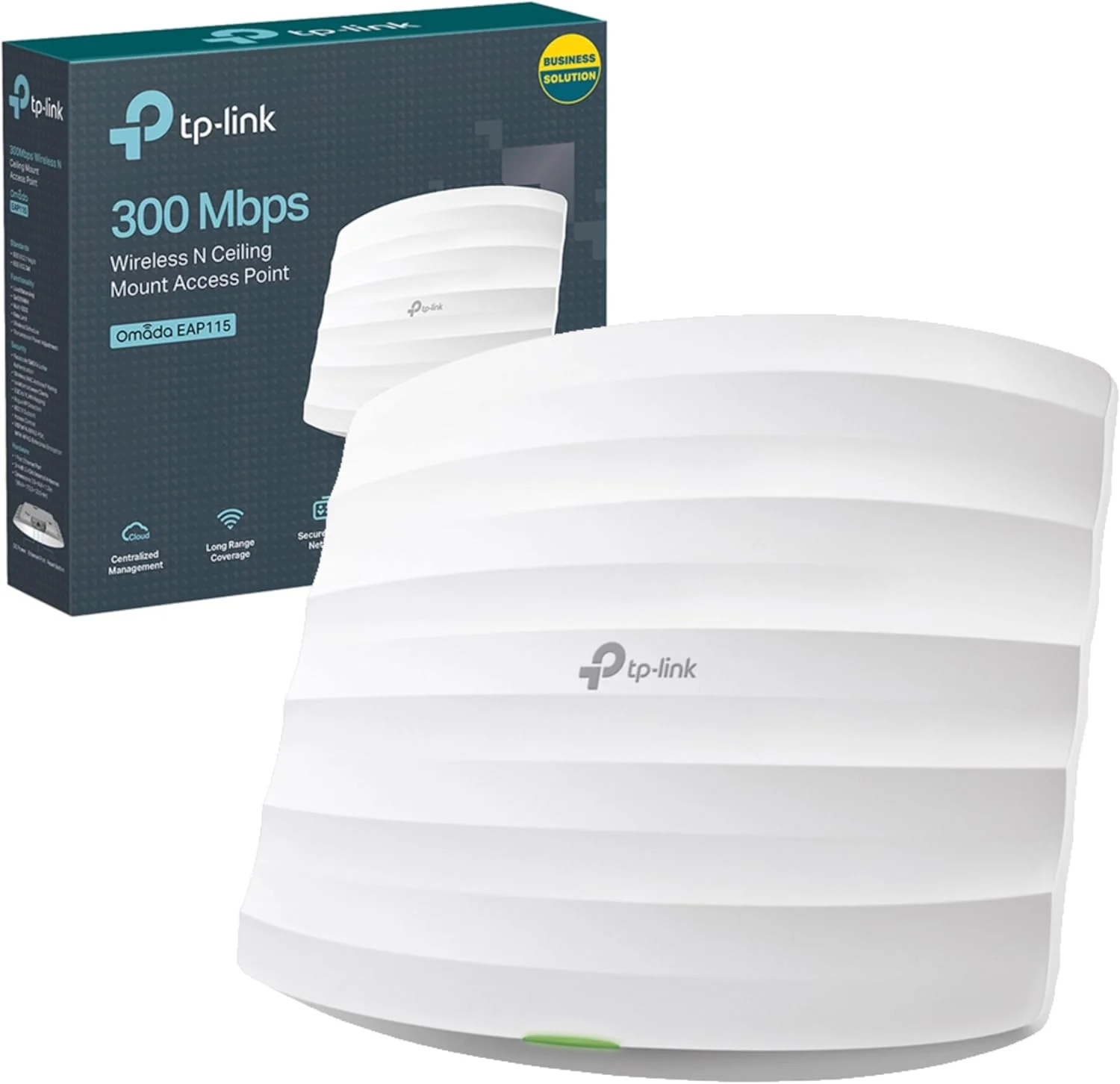اکسس پوینت سقفی بی سیم TP-Link EAP115(UK) N300، پشتیبانی از PoE 802.3af و جریان مستقیم، نصب آسان بر روی دیوار یا سقف، مدیریت ساده توسط نرم افزار رایگان EAP Controller (EAP115)