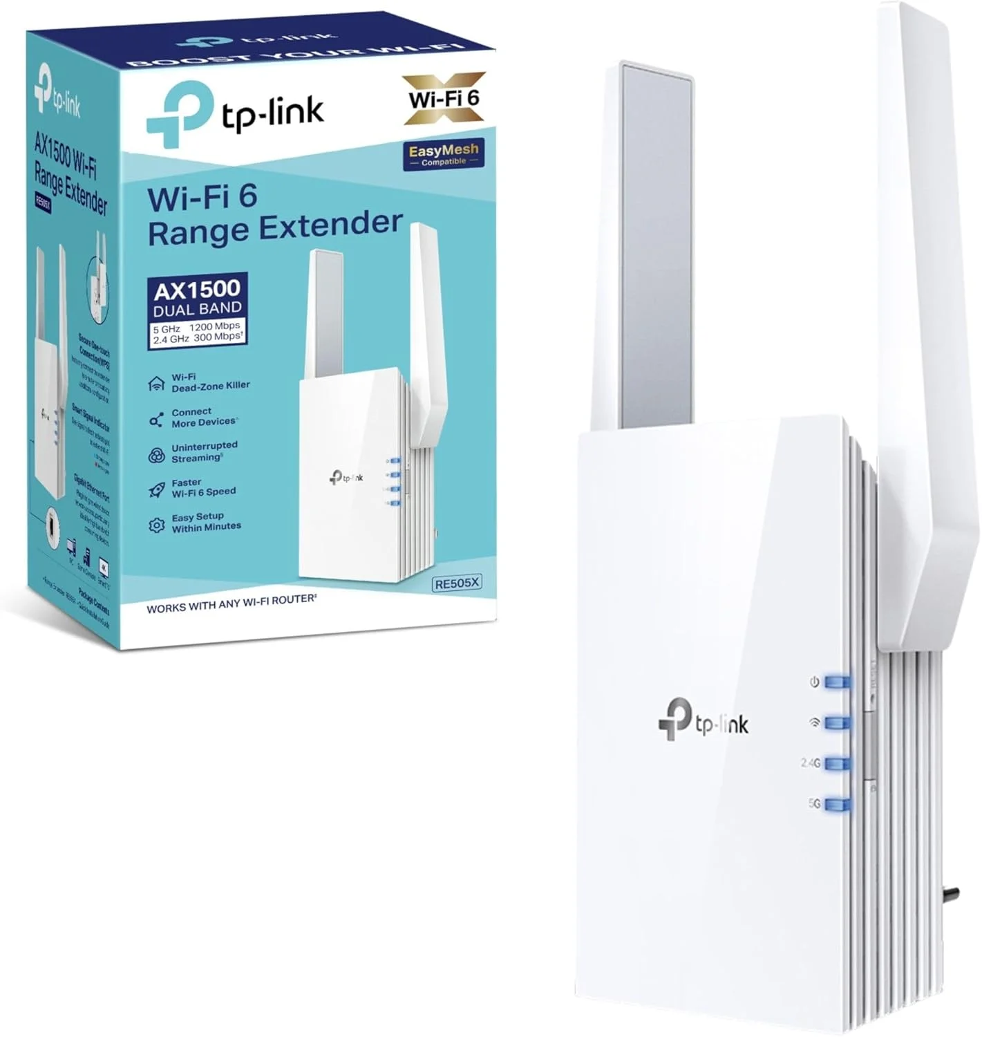 تقویت کننده وای فای TP-Link Next Gen OneMesh AX Wi Fi 6، حالت Access Point، RE505X، آنتن های خارجی AX1500 تقویت کننده وای فای TP-Link Next Gen OneMesh AX Wi Fi 6، حالت Access Point، RE505X، آنتن های خارجی AX1500