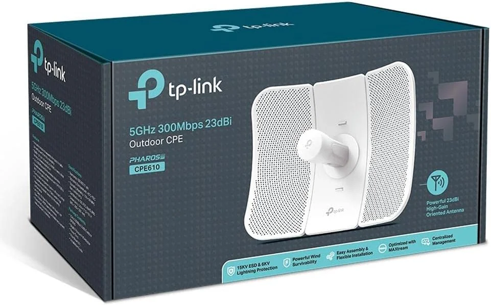 اکسس پوینت/CPE بیرونی پرقدرت TP-Link CPE610، 5 گیگاهرتز 300 مگابیت در ثانیه، 802.11N/A، آنتن دوقطبی 23DBI، POE پسیو، سفید اکسس پوینت/CPE بیرونی پرقدرت TP-Link CPE610، 5 گیگاهرتز 300 مگابیت در ثانیه، 802.11N/A، آنتن دوقطبی 23DBI، POE پسیو، سفید