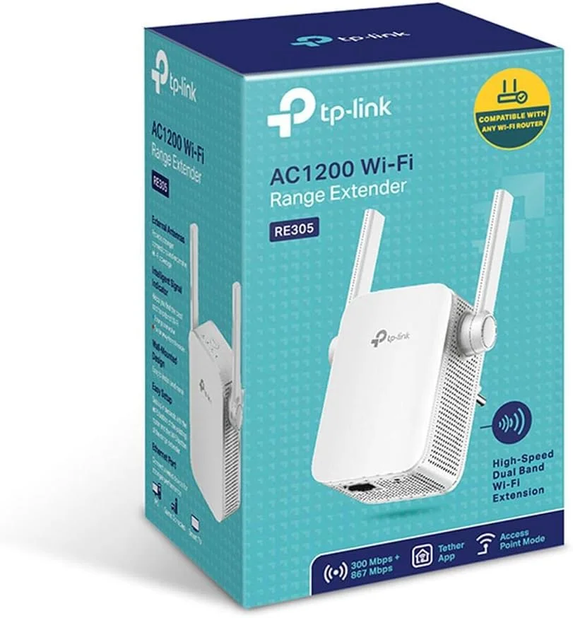 تقویت کننده وای فای TP Link AC1200 - تقویت کننده دو باند تا 1200 مگابیت در ثانیه، تکرار کننده، تقویت کننده سیگنال، نقطه دسترسی - راه اندازی آسان - گسترش اینترنت به خانه هوشمند - RE305، سفید تقویت کننده وای فای TP Link AC1200 - تقویت کننده دو باند تا 1200 مگابیت در ثانیه، تکرار کننده، تقویت کننده سیگنال، نقطه دسترسی - راه اندازی آسان - گسترش اینترنت به خانه هوشمند - RE305، سفید