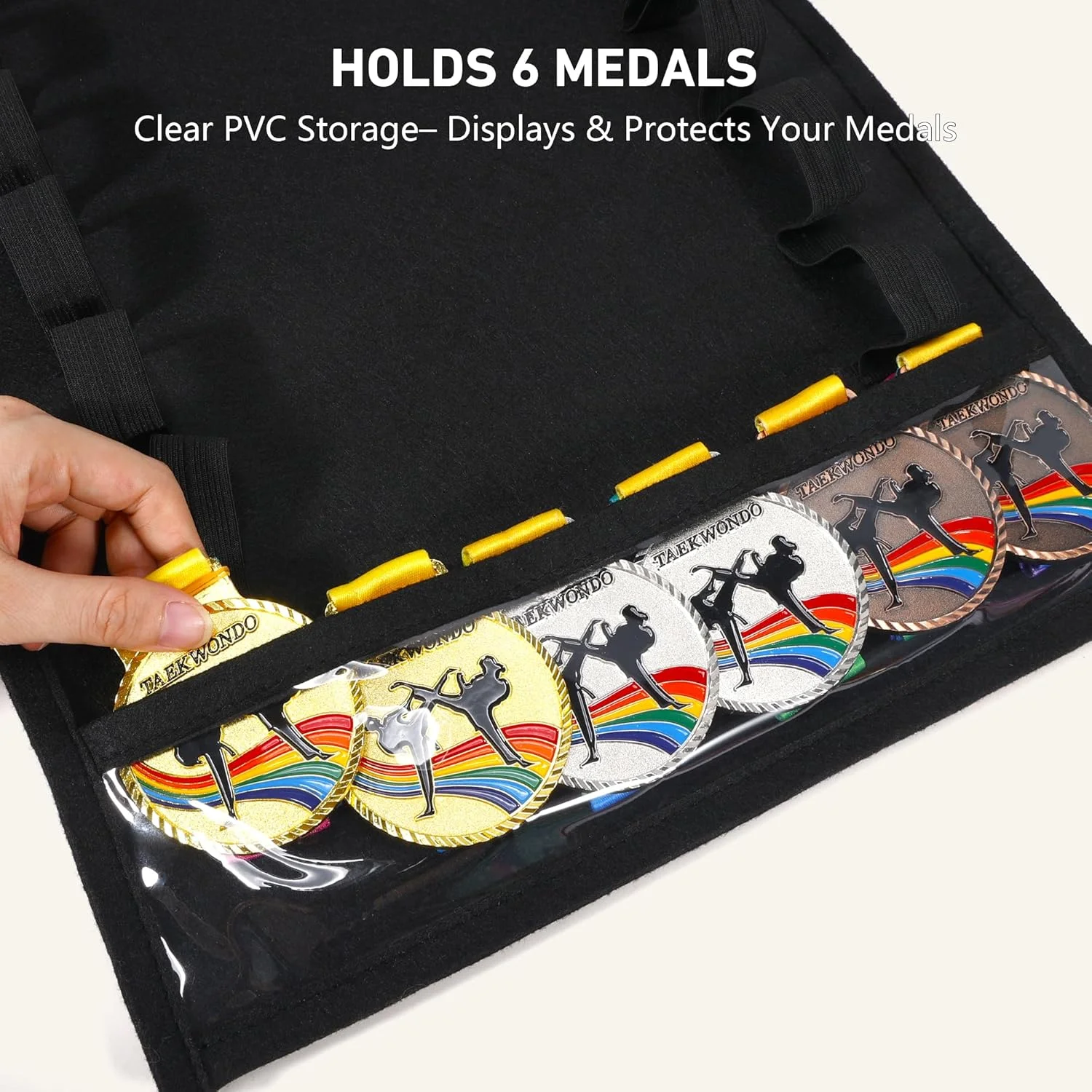 نگهدارنده کمربند کاراته Winartton با 12 جایگاه و محفظه نگهداری مدال PVC، نگهدارنده کمربند تکواندو نمدی، قفسه کمربند هنرهای رزمی نمدی مناسب برای هنرجویان و دانشجویان هنرهای رزمی (شامل میخ)