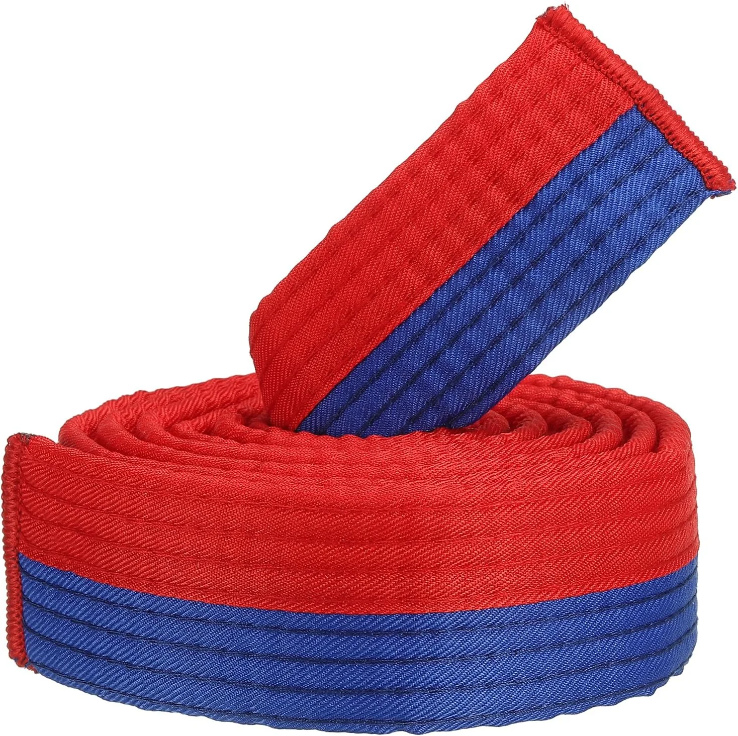 کمربند رنگی رتبه بندی تکواندو، 1.6 اینچ در 6 فوت 1.8 متر کمربند هنرهای رزمی جودو کاراته پلی استر برای تمرین مربیگری، آبی-قرمز