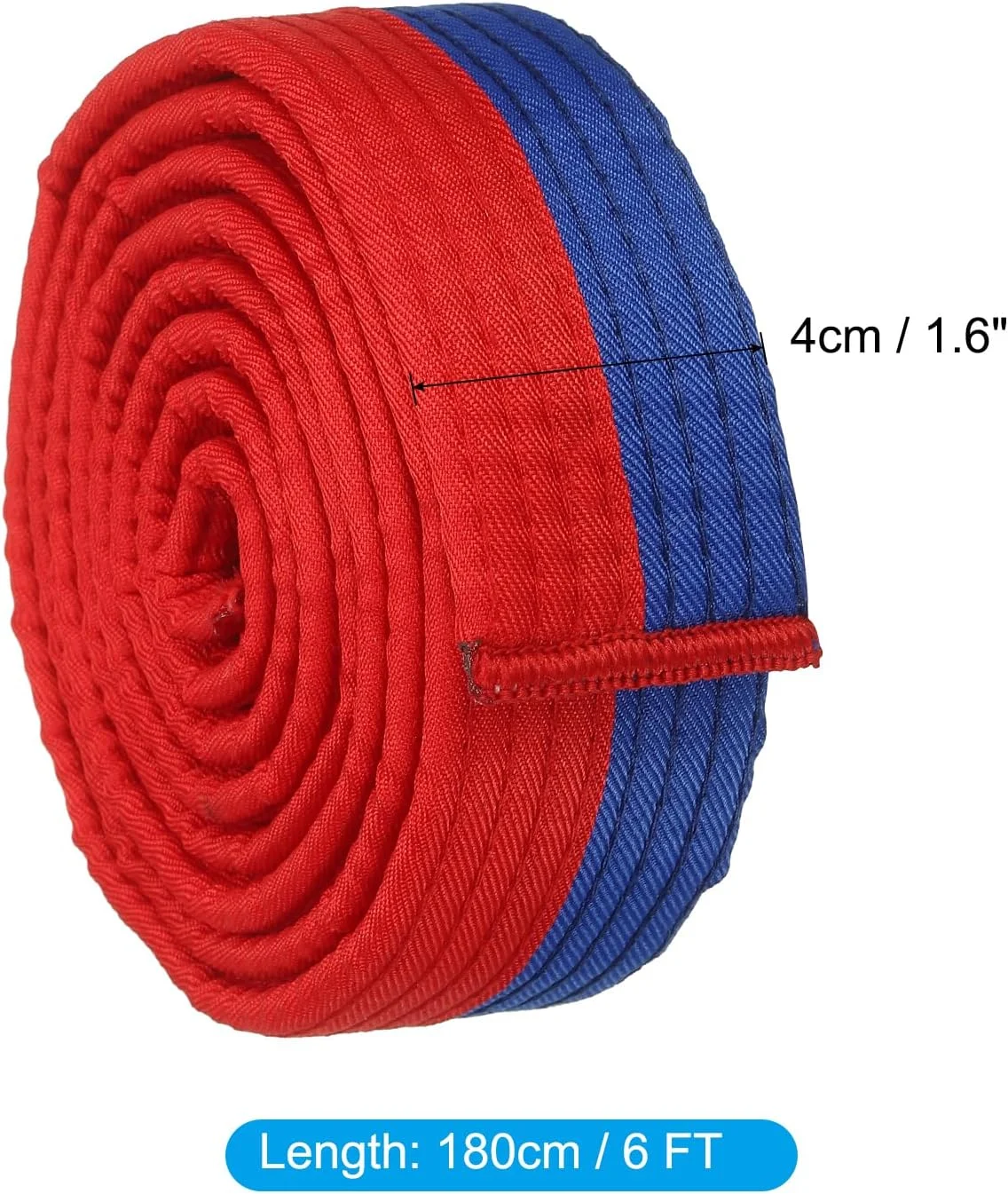 کمربند رنگی رتبه بندی تکواندو، 1.6 اینچ در 6 فوت 1.8 متر کمربند هنرهای رزمی جودو کاراته پلی استر برای تمرین مربیگری، آبی-قرمز کمربند رنگی رتبه بندی تکواندو، 1.6 اینچ در 6 فوت 1.8 متر کمربند هنرهای رزمی جودو کاراته پلی استر برای تمرین مربیگری، آبی-قرمز