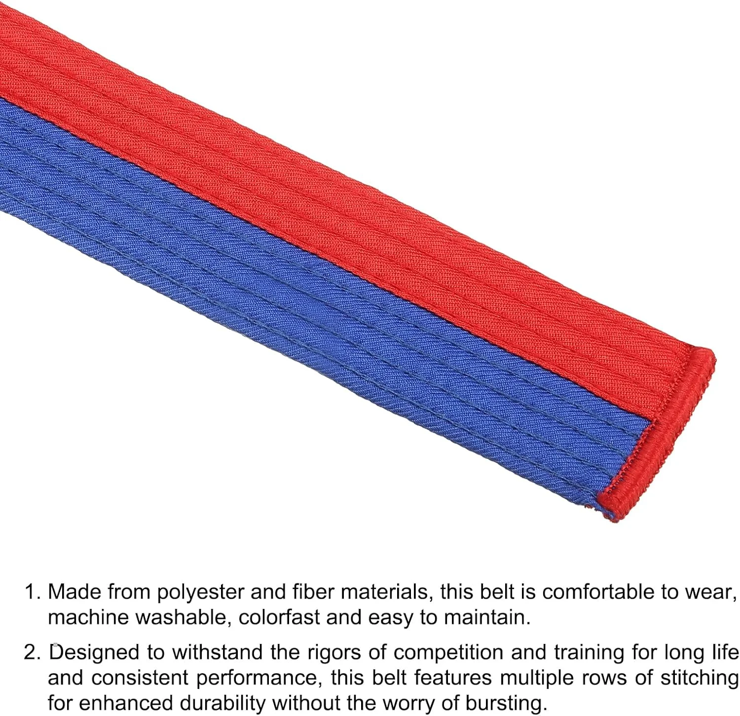 کمربند رنگی رتبه بندی تکواندو، 1.6 اینچ در 6 فوت 1.8 متر کمربند هنرهای رزمی جودو کاراته پلی استر برای تمرین مربیگری، آبی-قرمز کمربند رنگی رتبه بندی تکواندو، 1.6 اینچ در 6 فوت 1.8 متر کمربند هنرهای رزمی جودو کاراته پلی استر برای تمرین مربیگری، آبی-قرمز