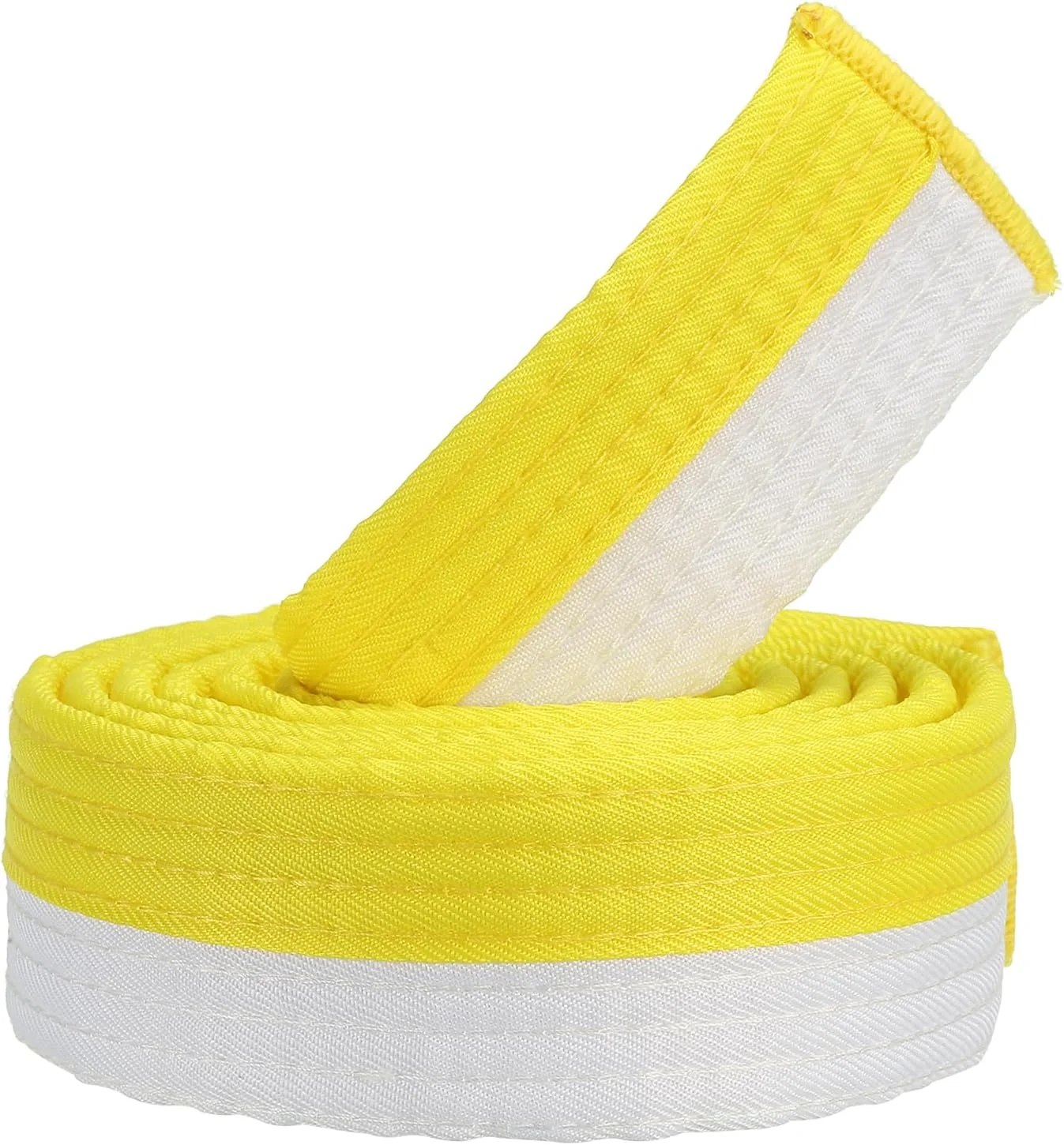 کمربند رنگی تکواندو، 4 سانتی متر در 180 سانتی متر، کمربند هنرهای رزمی جودو کاراته پلی استر برای تمرین مربیگری، سفید-زرد کمربند رنگی تکواندو، 4 سانتی متر در 180 سانتی متر، کمربند هنرهای رزمی جودو کاراته پلی استر برای تمرین مربیگری، سفید-زرد