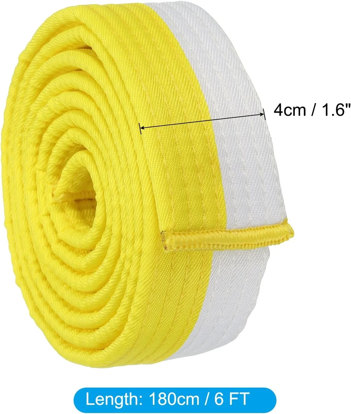 کمربند رنگی تکواندو، 4 سانتی متر در 180 سانتی متر، کمربند هنرهای رزمی جودو کاراته پلی استر برای تمرین مربیگری، سفید-زرد کمربند رنگی تکواندو، 4 سانتی متر در 180 سانتی متر، کمربند هنرهای رزمی جودو کاراته پلی استر برای تمرین مربیگری، سفید-زرد
