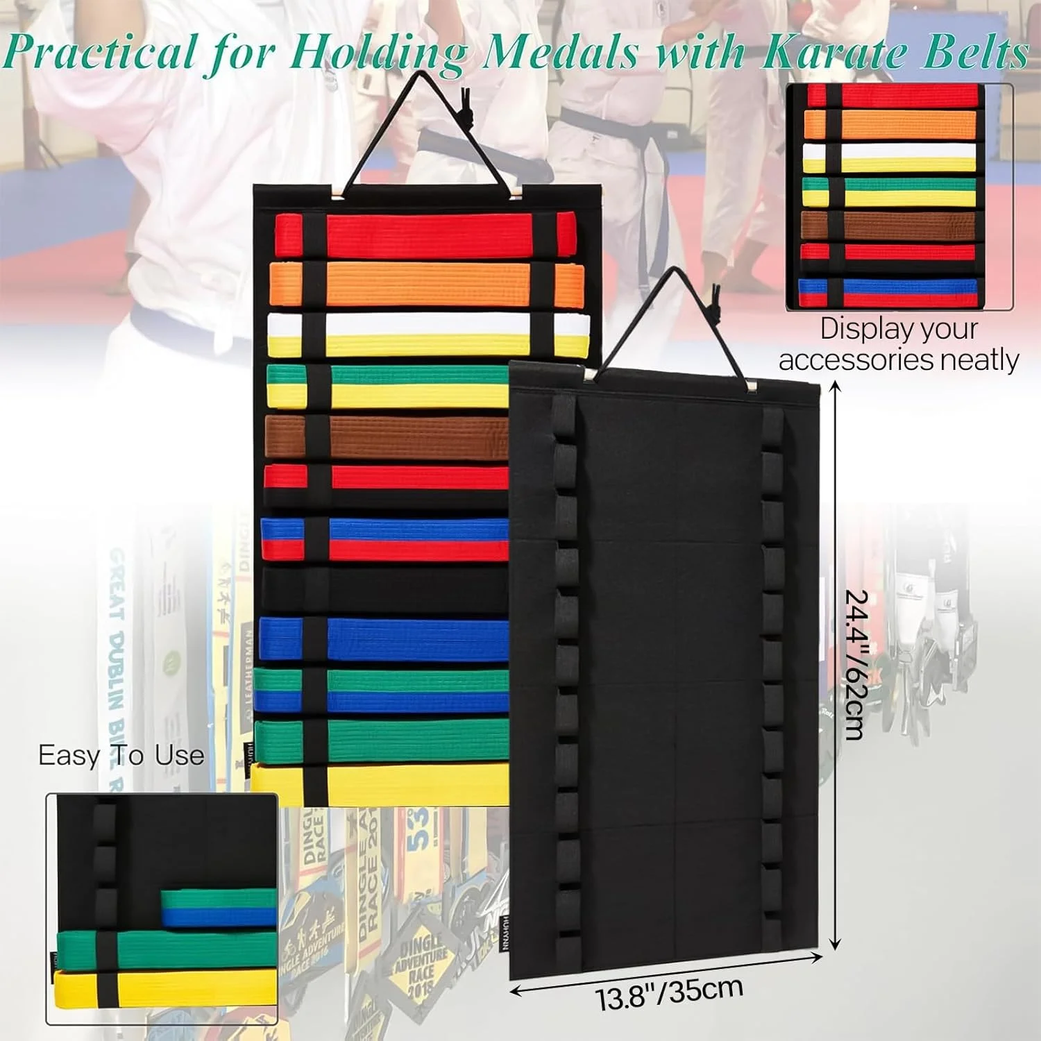 نگهدارنده کمربند هنرهای رزمی Trywise، نمایشگر آویز کمربند کاراته، مناسب برای مربیان، هنرجویان و علاقه مندان تکواندو نگهدارنده کمربند هنرهای رزمی Trywise، نمایشگر آویز کمربند کاراته، مناسب برای مربیان، هنرجویان و علاقه مندان تکواندو