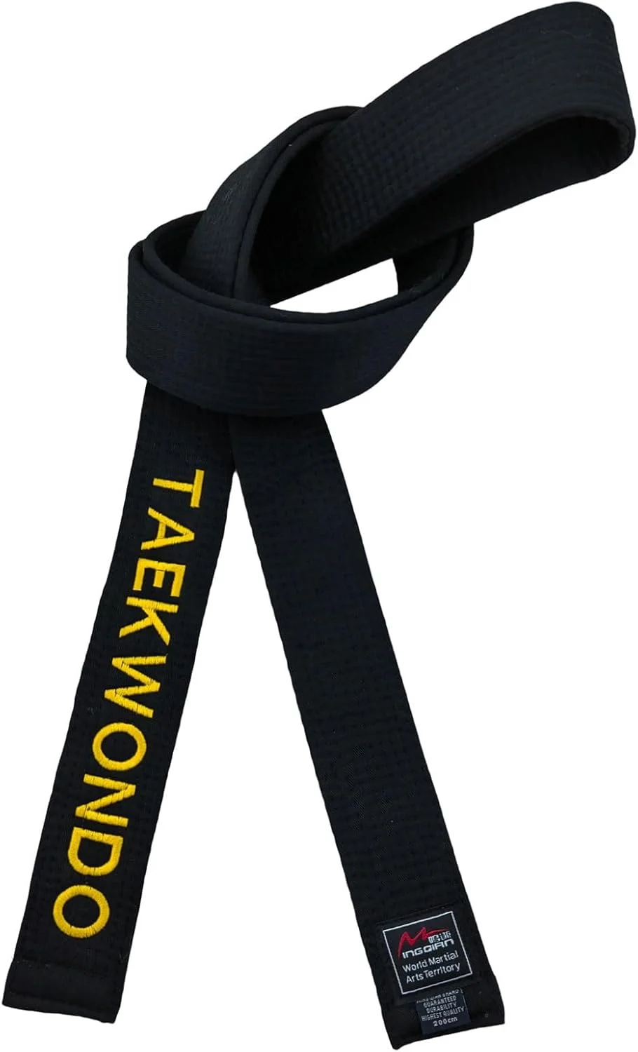 کمربند مشکی تکواندو با گلدوزی طلایی، عرض 5 سانتی متر، مناسب باشگاه های ورزشی، مربیان و بزرگسالان، جنس پلی استر و پنبه، با قابلیت درج نام و دان کمربند مشکی تکواندو با گلدوزی طلایی، عرض 5 سانتی متر، مناسب باشگاه های ورزشی، مربیان و بزرگسالان، جنس پلی استر و پنبه، با قابلیت درج نام و دان