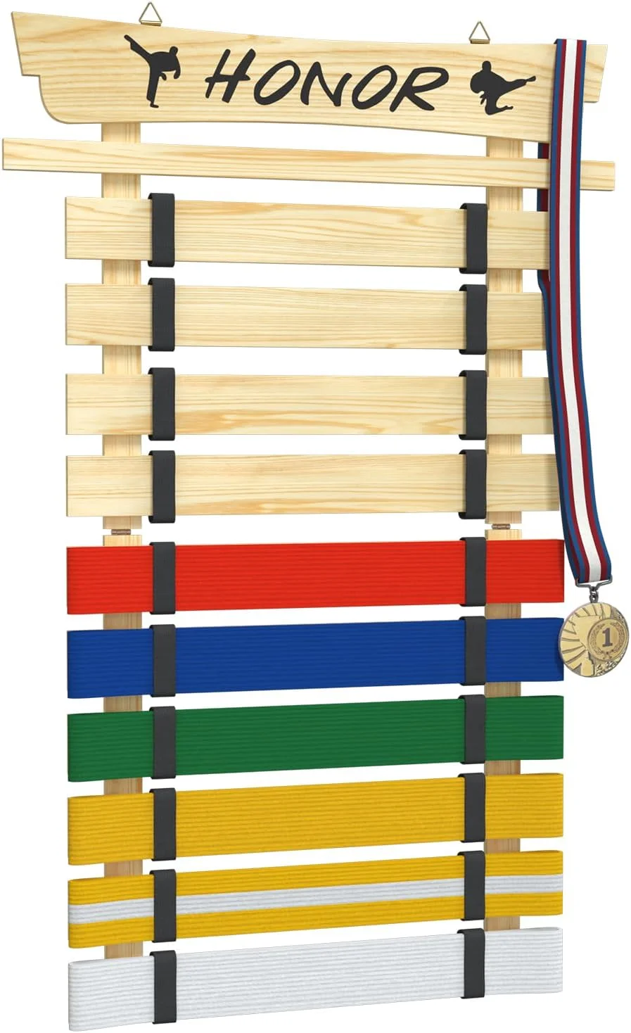 استند نمایش کمربند کاراته با ظرفیت 10 کمربند، استند چوبی کمربند تکواندو بدون نیاز به مونتاژ، هدیه کاراته برای کودکان و بزرگسالان، رنگ طبیعی استند نمایش کمربند کاراته با ظرفیت 10 کمربند، استند چوبی کمربند تکواندو بدون نیاز به مونتاژ، هدیه کاراته برای کودکان و بزرگسالان، رنگ طبیعی