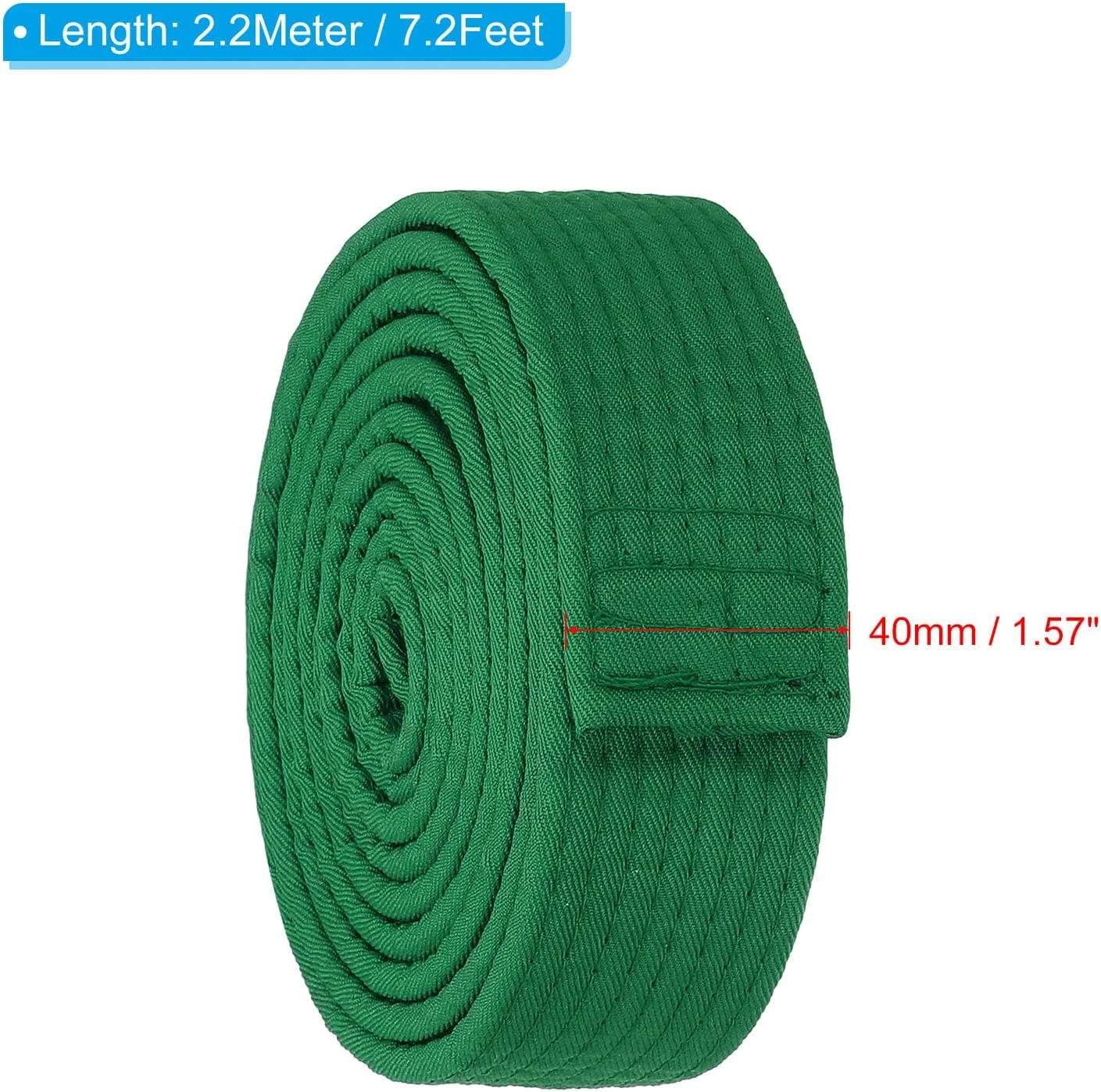 کمربند رنگی تکواندو 1.5 اینچ در 7.2 فوت (2.2 متر)، کمربند هنرهای رزمی جودو کاراته پلی استر برای تمرین مربیگری، سبز کمربند رنگی تکواندو 1.5 اینچ در 7.2 فوت (2.2 متر)، کمربند هنرهای رزمی جودو کاراته پلی استر برای تمرین مربیگری، سبز