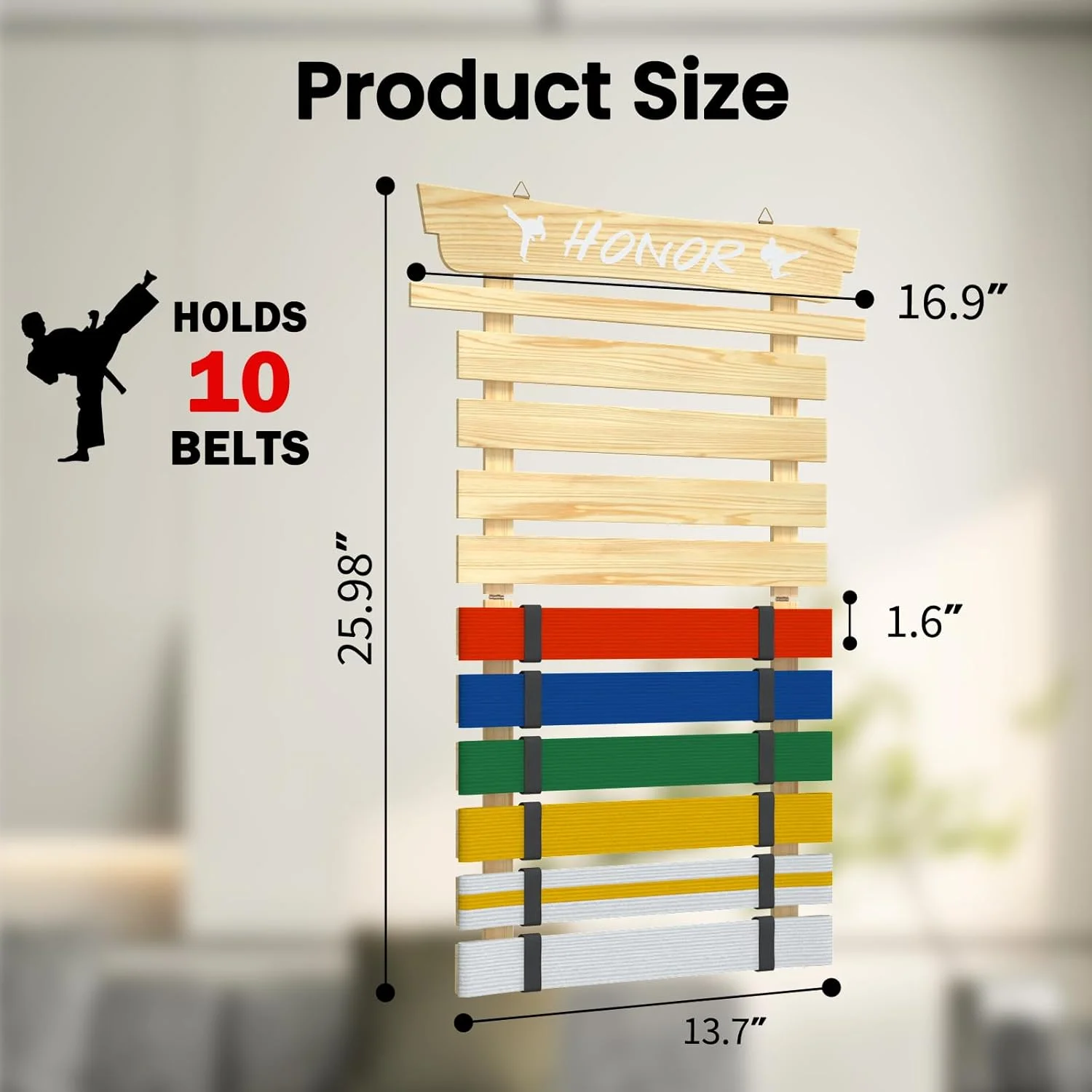 استند نمایش کمربند کاراته با ظرفیت ۱۰ کمربند، استند چوبی کمربند تکواندو بدون نیاز به مونتاژ، هدیه کاراته برای کودکان و بزرگسالان، رنگ طبیعی استند نمایش کمربند کاراته با ظرفیت ۱۰ کمربند، استند چوبی کمربند تکواندو بدون نیاز به مونتاژ، هدیه کاراته برای کودکان و بزرگسالان، رنگ طبیعی