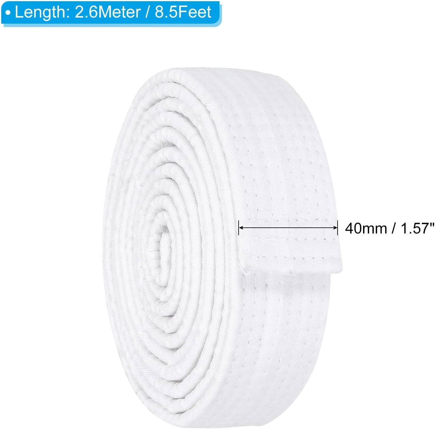 کمربند رنگی تکواندو، 1.5 اینچ در 2.6 متر، کمربند هنرهای رزمی جودو کاراته پلی استر برای تمرین مربیگری، سفید کمربند رنگی تکواندو، 1.5 اینچ در 2.6 متر، کمربند هنرهای رزمی جودو کاراته پلی استر برای تمرین مربیگری، سفید