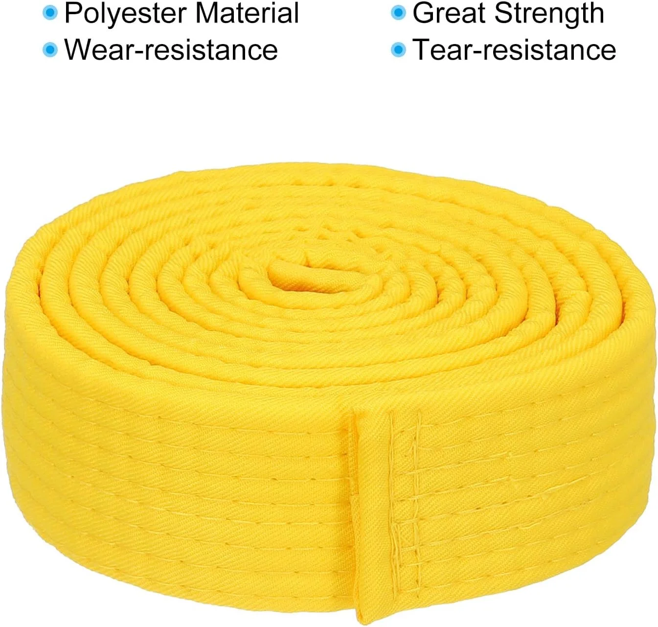 کمربند رنگی تکواندو، 4 سانتی متر در 2 متر، کمربند هنرهای رزمی جودو کاراته پلی استر برای تمرین مربی، زرد