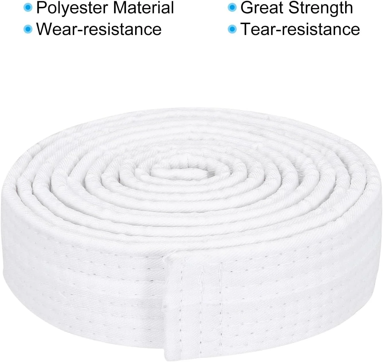 کمربند رنگی تکواندو، 1.5 اینچ در 2.6 متر، کمربند هنرهای رزمی جودو کاراته پلی استر برای تمرین مربیگری، سفید کمربند رنگی تکواندو، 1.5 اینچ در 2.6 متر، کمربند هنرهای رزمی جودو کاراته پلی استر برای تمرین مربیگری، سفید