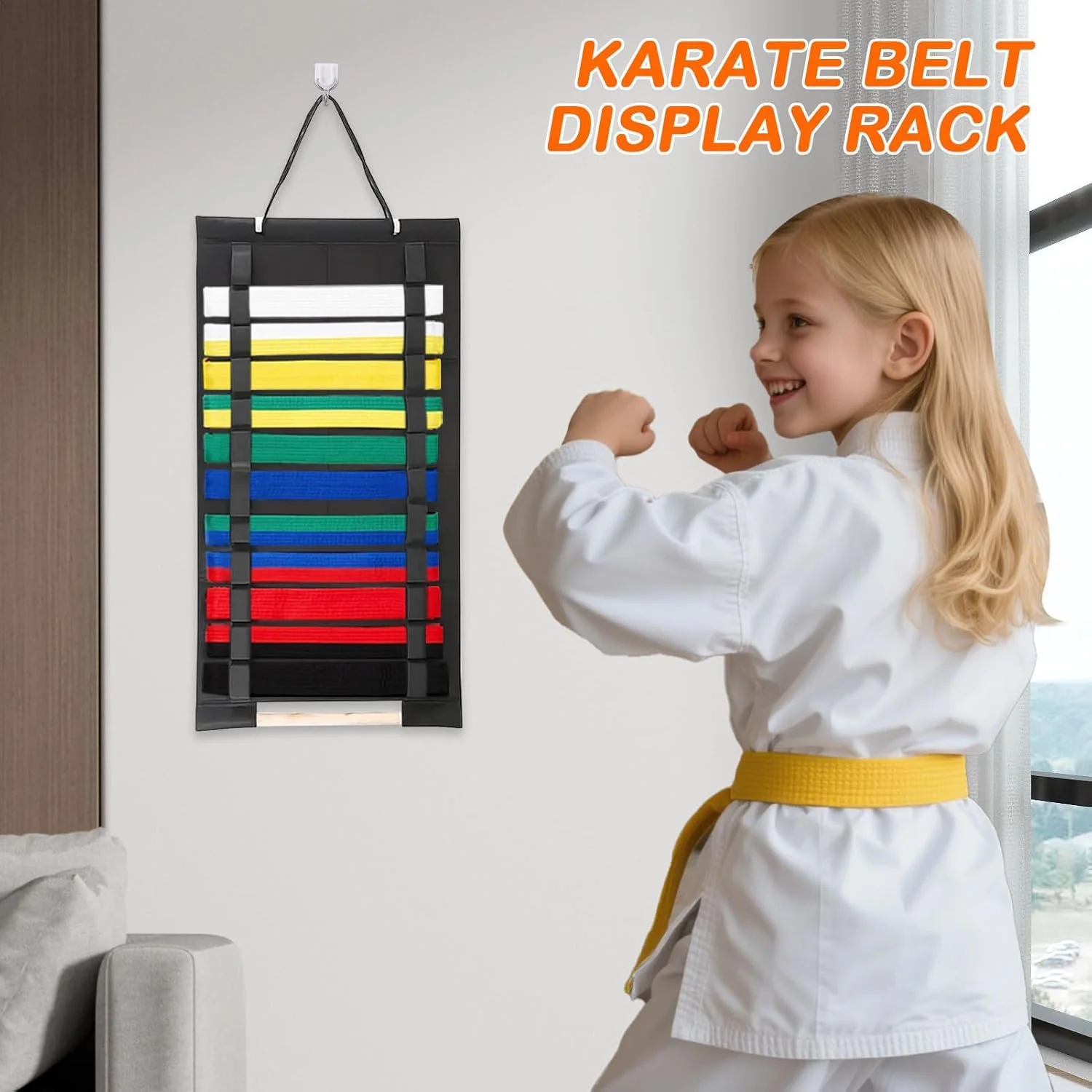 نگهدارنده کمربند تکواندو - ارگنایزر کمربند جوجیتسو نمدی برای دیوار | قفسه نگهداری دیواری صرفه جویی در فضا، لوازم هنرجویان هنرهای رزمی برای کمد، درب، اتاق نشیمن