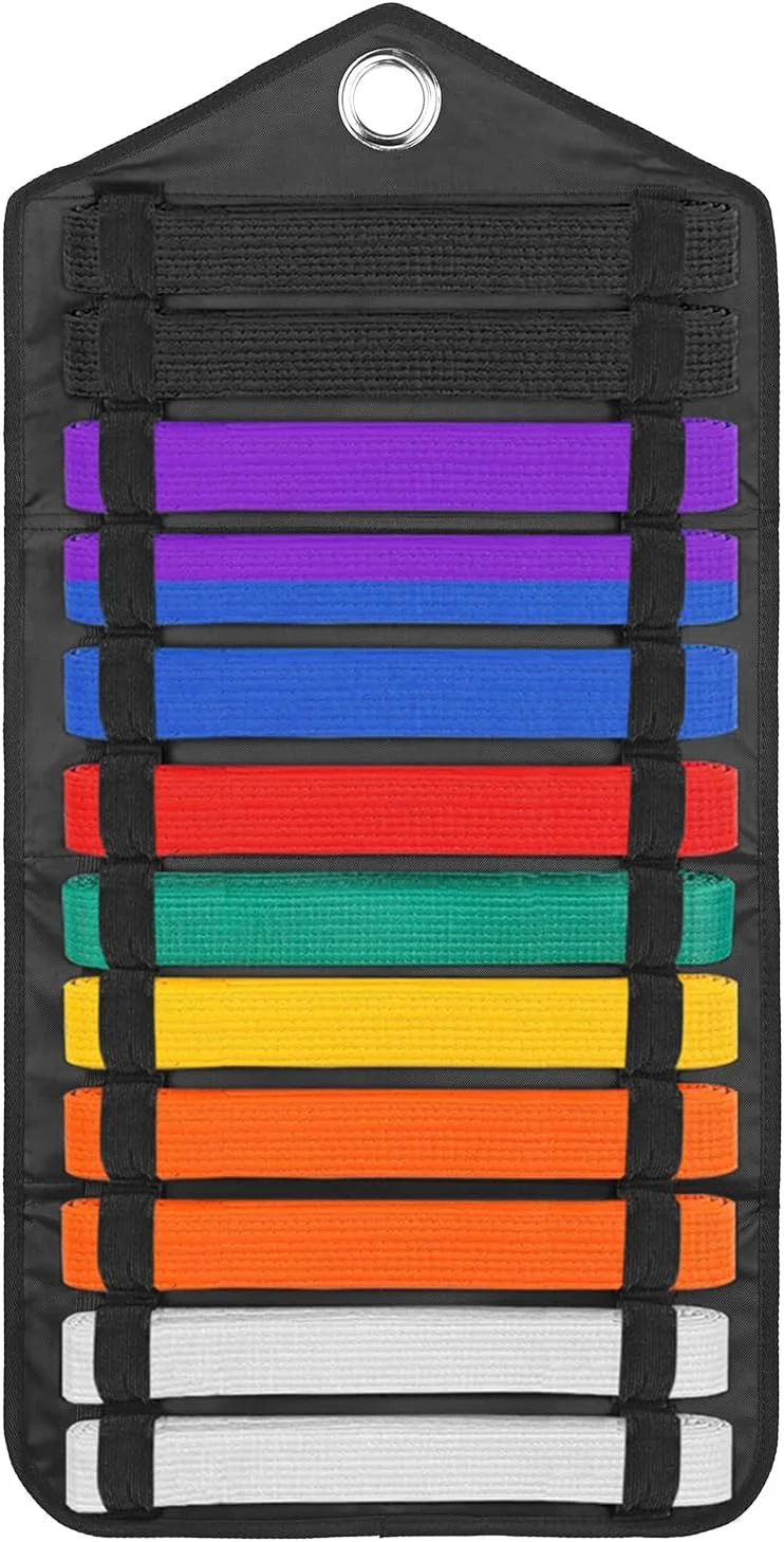 نگهدارنده کمربند هنرهای رزمی سامناکن، قفسه نمایش 12 کمربند مشکی، آویز دیواری کاراته تکواندو، سازمان دهنده کمربند هنرهای رزمی، چوب لباسی کمربند برای کارآموزان کاراته تکواندو (بدون کمربند)