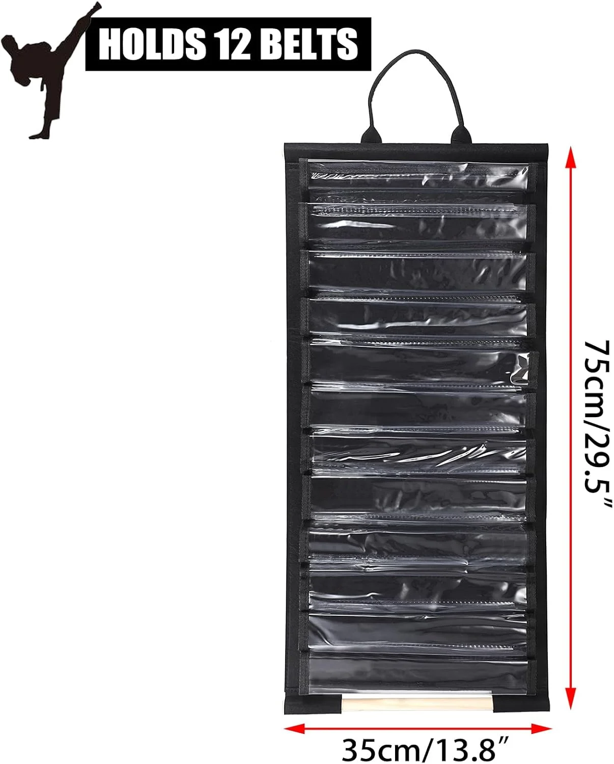 نگهدارنده کمربند هنرهای رزمی سامناکان، نمایشگر 12 کمربند، سازمان دهنده کمربند کاراته تکواندو ضد گرد و غبار، آویز دیواری، چوب لباسی کمربند برای هنرجویان هنرهای رزمی کاراته تکواندو (بدون کمربند)