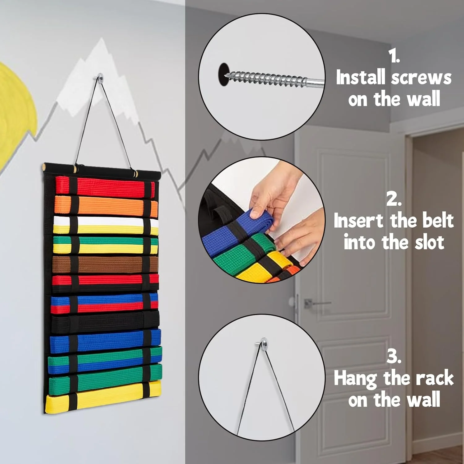 SHUESS 2 عدد نگهدارنده کمربند هنرهای رزمی SHUESS 2 عدد نگهدارنده کمربند هنرهای رزمی