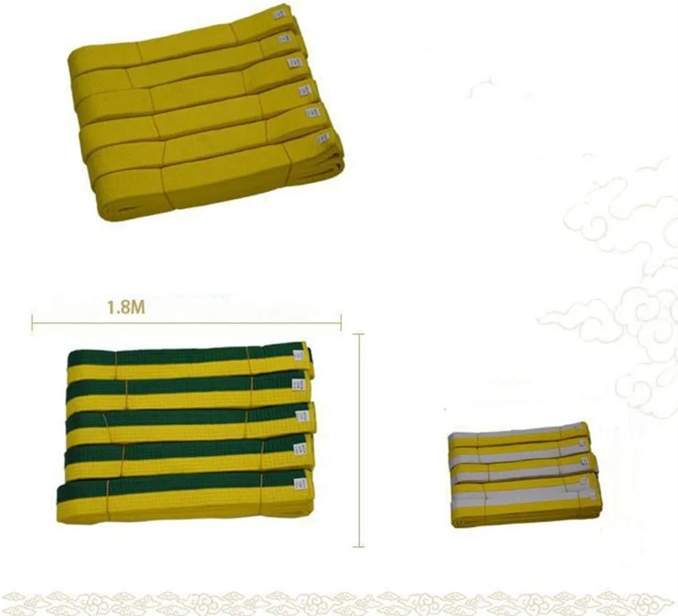 کمربند ورزشی 1.8 متری EVA کاراته جودو حرفه ای دو دور پیچیده هنرهای رزمی راه راه 1.8 متری (زرد)