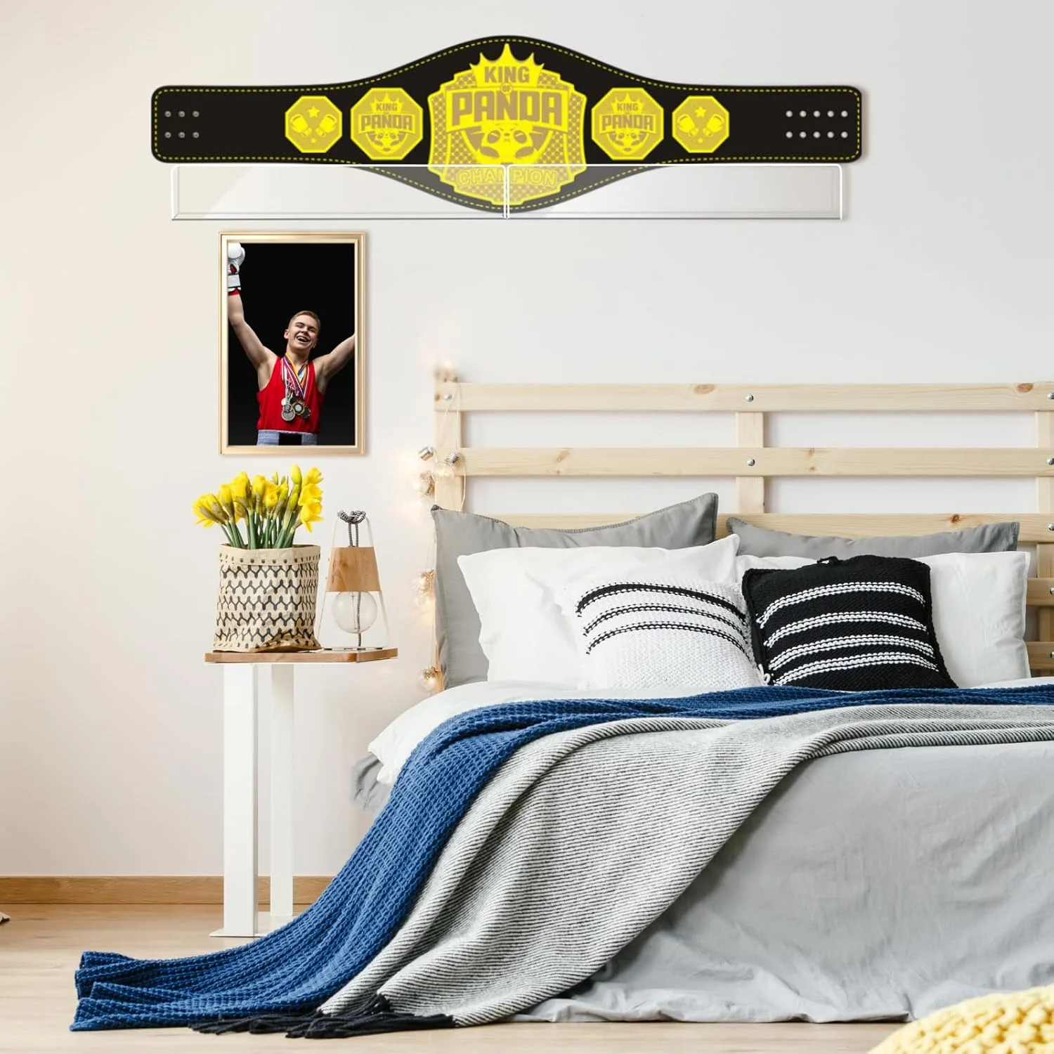 پایه نگهدارنده کمربند افقی اکریلیک، مناسب برای نمایش کمربندهای قهرمانی کشتی، کاراته، فوتبال، بوکس، هنرهای رزمی، ورزش های قهرمانی و سایر کمربندهای مشابه