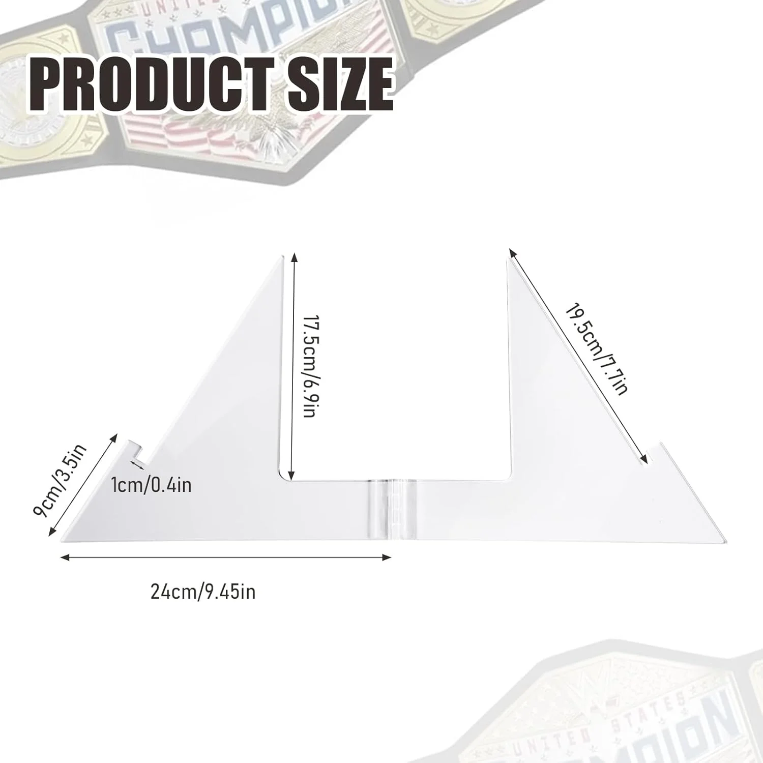 پایه نمایش کمربند قهرمانی اکریلیک، جعبه نمایش سگک کمربند، نمایشگر رومیزی مثلثی پایدار با عرض قابل تنظیم مناسب برای کشتی، فوتبال، بوکس، کشتی، دکوراسیون