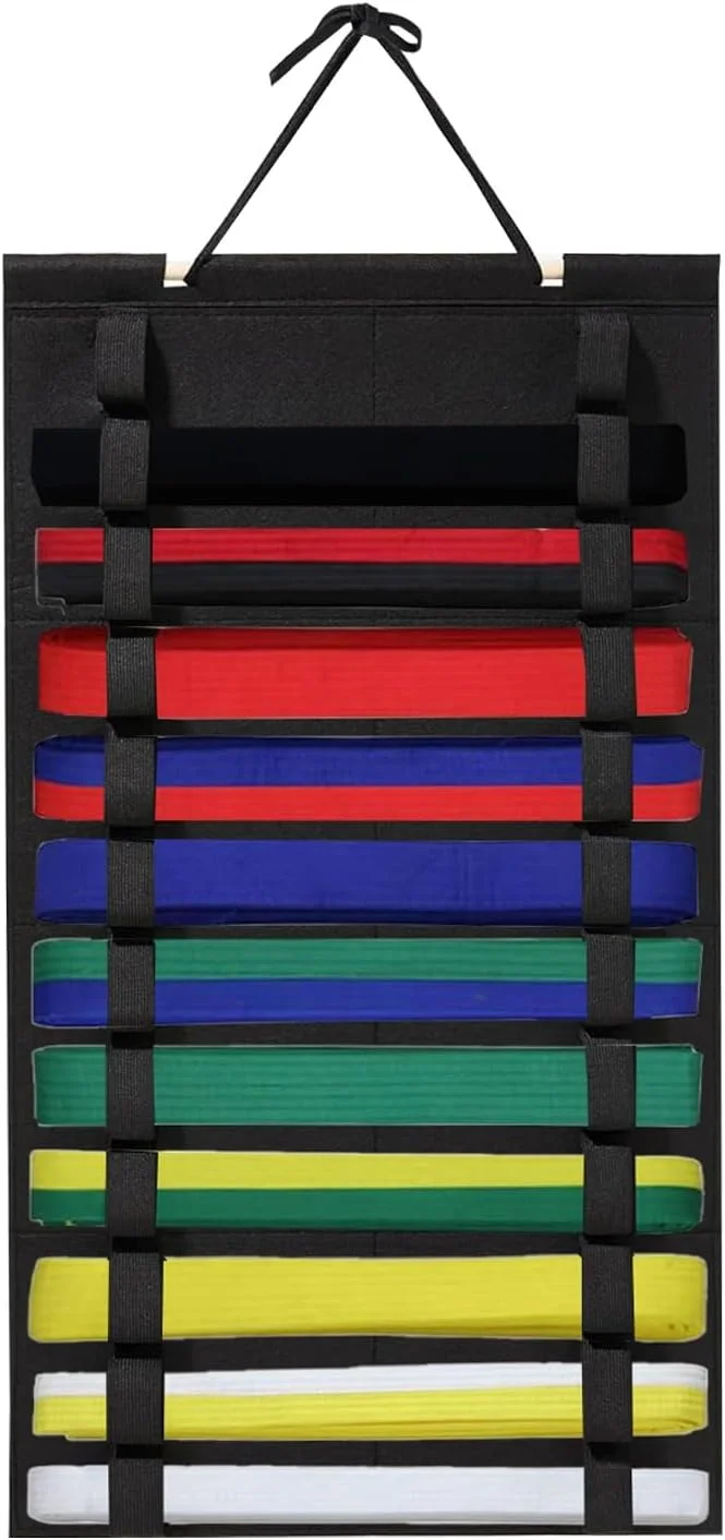 نگهدارنده کمربند کاراته، مناسب برای 12 کمربند، نمایشگر کمربند هنرهای رزمی برای تکواندو، نگهدارنده کمربند کاراته نمدی