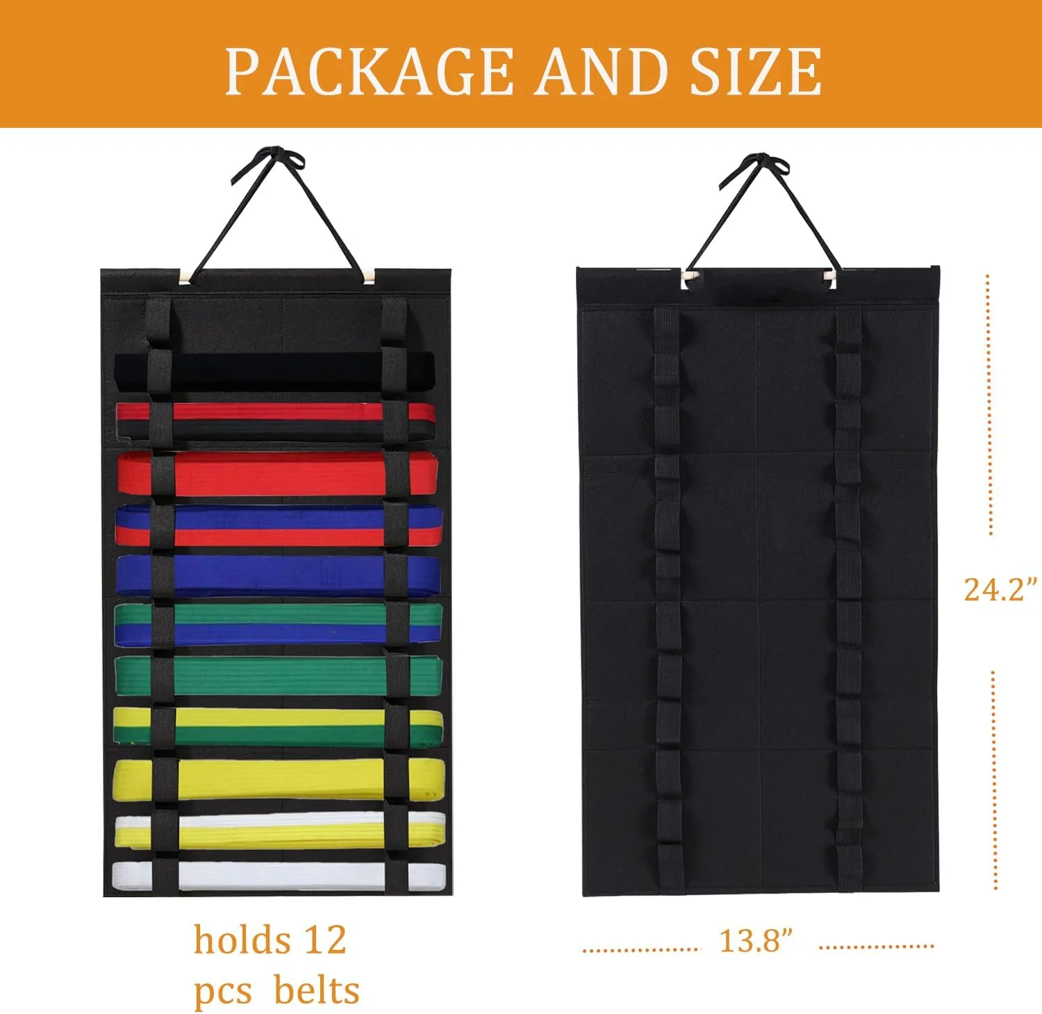 نگهدارنده کمربند کاراته، مناسب برای 12 کمربند، نمایشگر کمربند هنرهای رزمی برای تکواندو، نگهدارنده کمربند کاراته نمدی