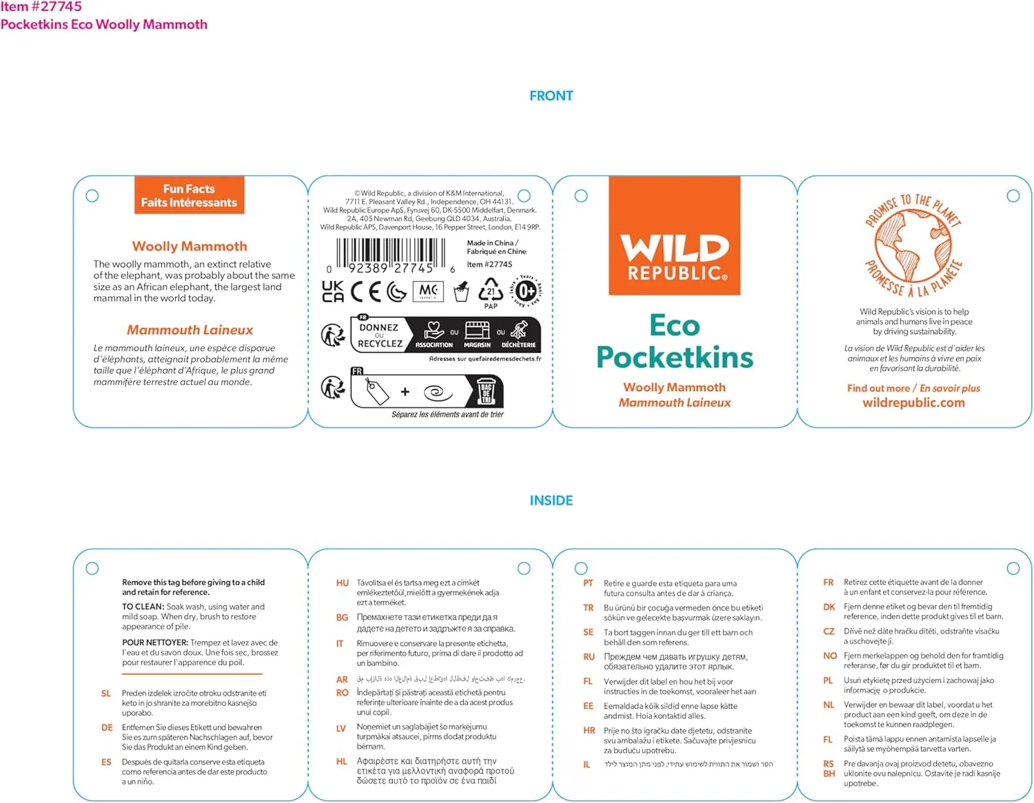 ماموت پشمالوی پاکتکینز وایلد ریپابلیک، حیوان عروسکی، 12.5 سانتی متر، اسباب بازی پولیشی، ساخته شده از مواد بازیافتی، دوستدار محیط زیست ماموت پشمالوی پاکتکینز وایلد ریپابلیک، حیوان عروسکی، 12.5 سانتی متر، اسباب بازی پولیشی، ساخته شده از مواد بازیافتی، دوستدار محیط زیست