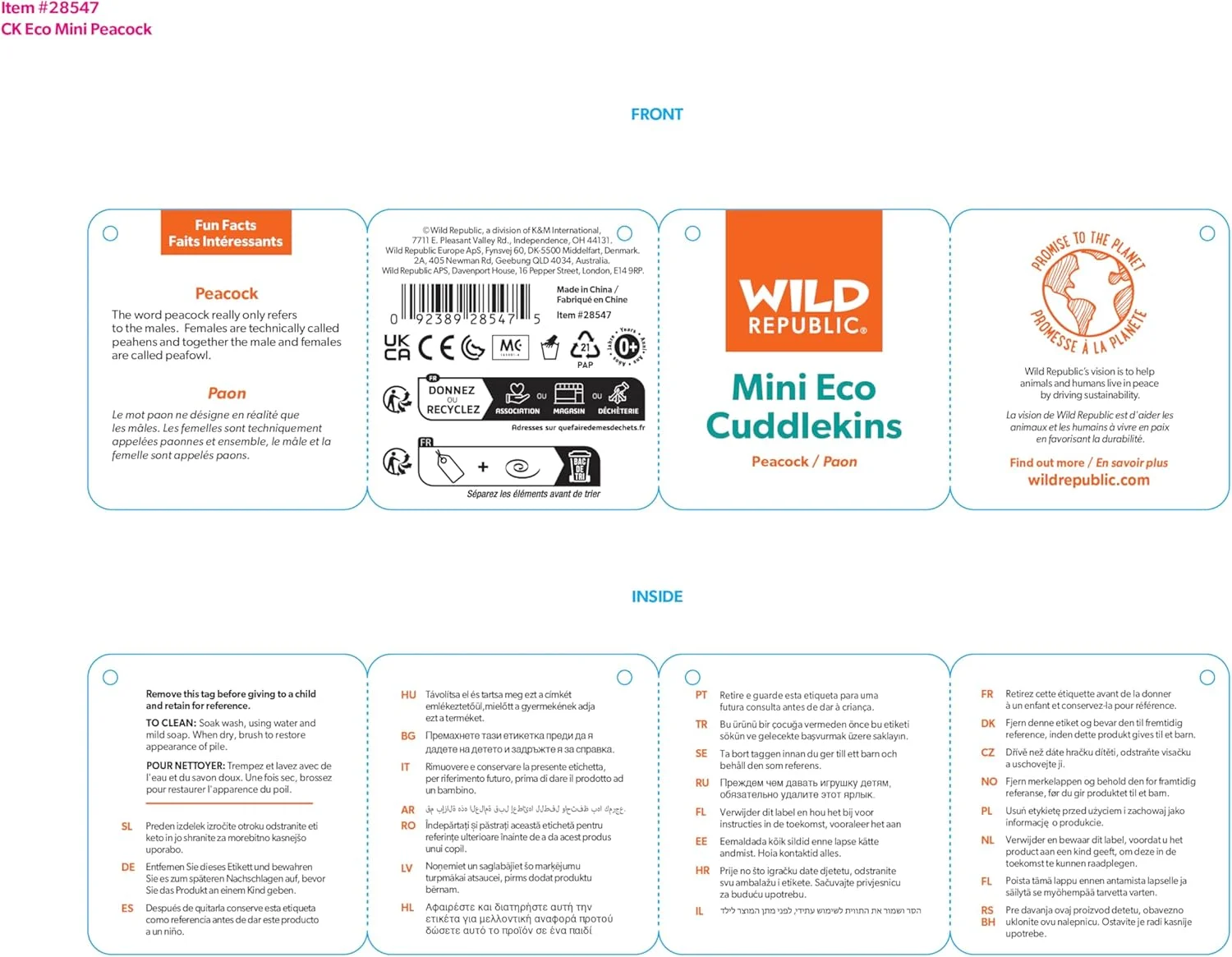 طاووس مینیاتوری آغوشی و مهربان وایلد ریپابلیک، حیوان پر شده، 8 اینچ، اسباب بازی پولیشی، پر شده از بطری های آب بازیافتی ریسیده شده، دوستدار محیط زیست طاووس مینیاتوری آغوشی و مهربان وایلد ریپابلیک، حیوان پر شده، 8 اینچ، اسباب بازی پولیشی، پر شده از بطری های آب بازیافتی ریسیده شده، دوستدار محیط زیست