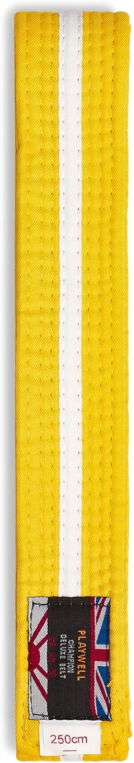 کمربند رنگی هنرهای رزمی Playwell از جنس پنبه با نوار سفید - (کاراته، جودو، تکواندو)