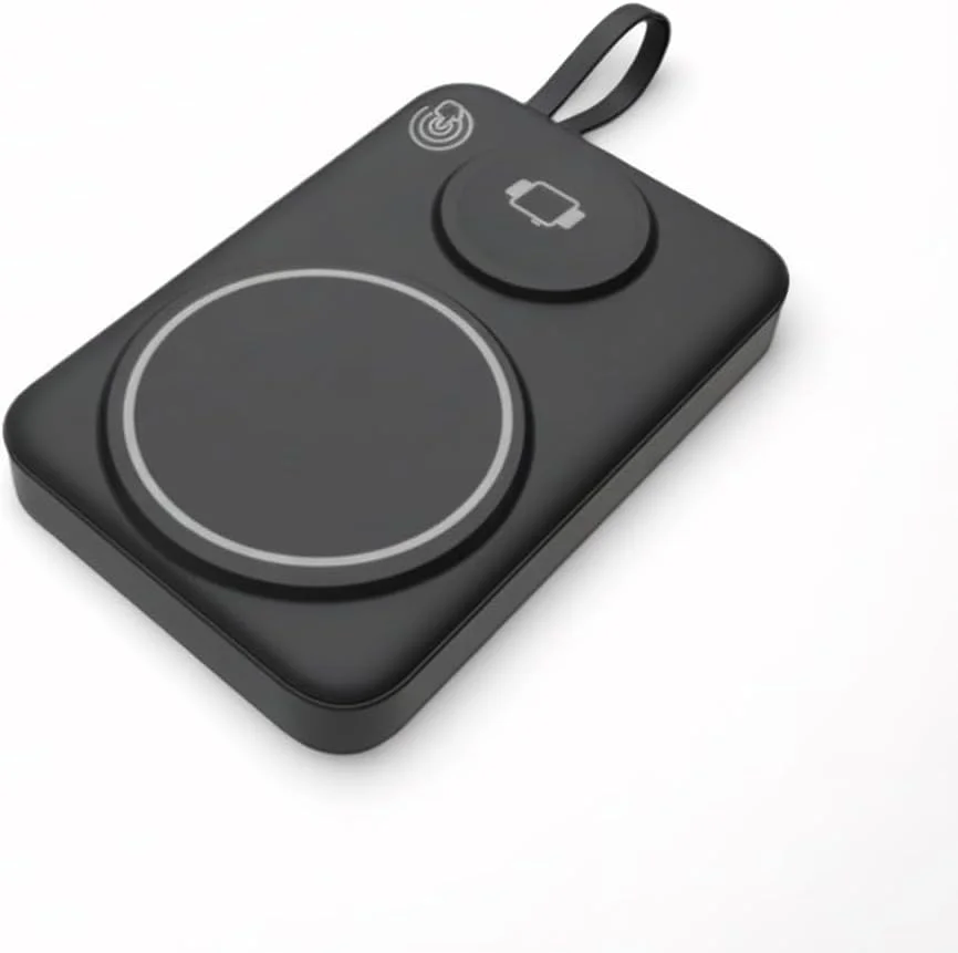 شارژر بی‌سیم مغناطیسی 2 در 1 پاور بانک 10000 میلی آمپر ساعت، شارژ سریع 15 واتی تلفن و شارژ 2.5 واتی ساعت، مناسب برای مسافرت