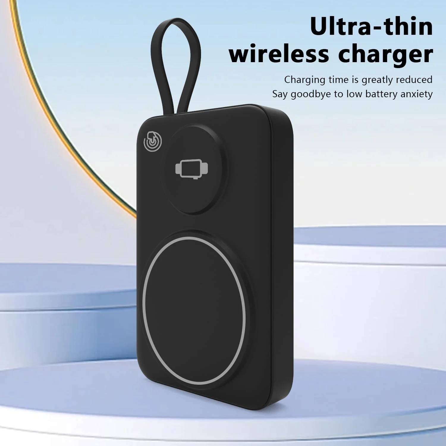 شارژر بی‌سیم مغناطیسی 2 در 1 پاور بانک 10000 میلی آمپر ساعت، شارژ سریع 15 واتی تلفن و شارژ 2.5 واتی ساعت، مناسب برای مسافرت