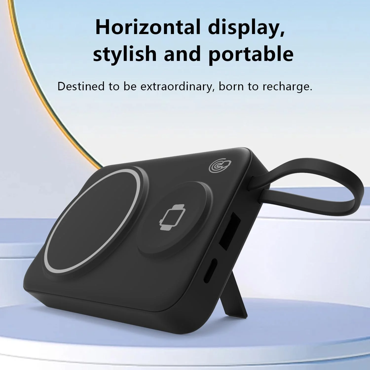 شارژر بی‌سیم مغناطیسی 2 در 1 پاور بانک 10000 میلی آمپر ساعت، شارژ سریع 15 واتی تلفن و شارژ 2.5 واتی ساعت، مناسب برای مسافرت