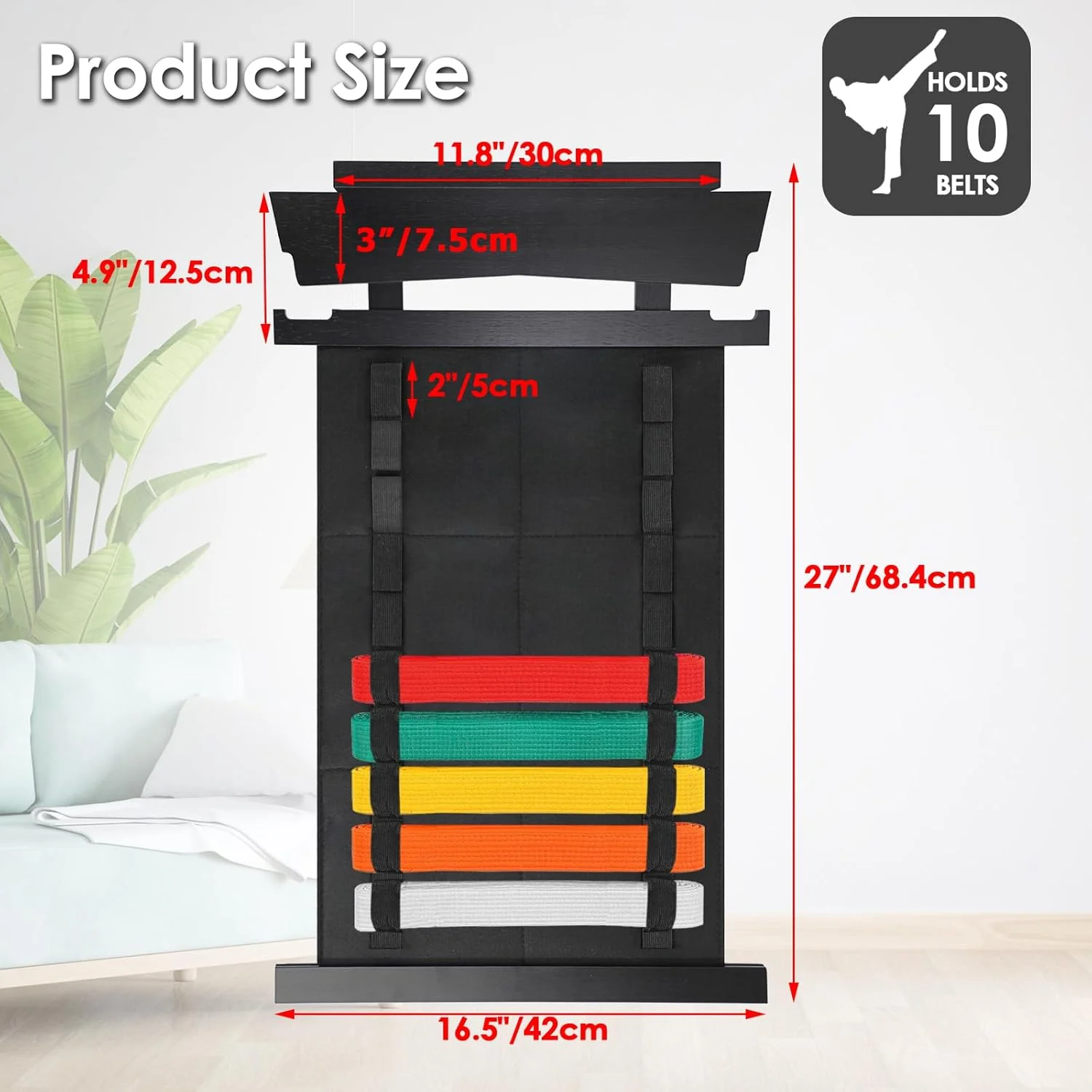 نگهدارنده کمربند کاراته OGANAZI با ظرفیت 10 کمربند، استند نمایش کمربند هنرهای رزمی همراه با آویز مدال (مشکی) نگهدارنده کمربند کاراته OGANAZI با ظرفیت 10 کمربند، استند نمایش کمربند هنرهای رزمی همراه با آویز مدال (مشکی)