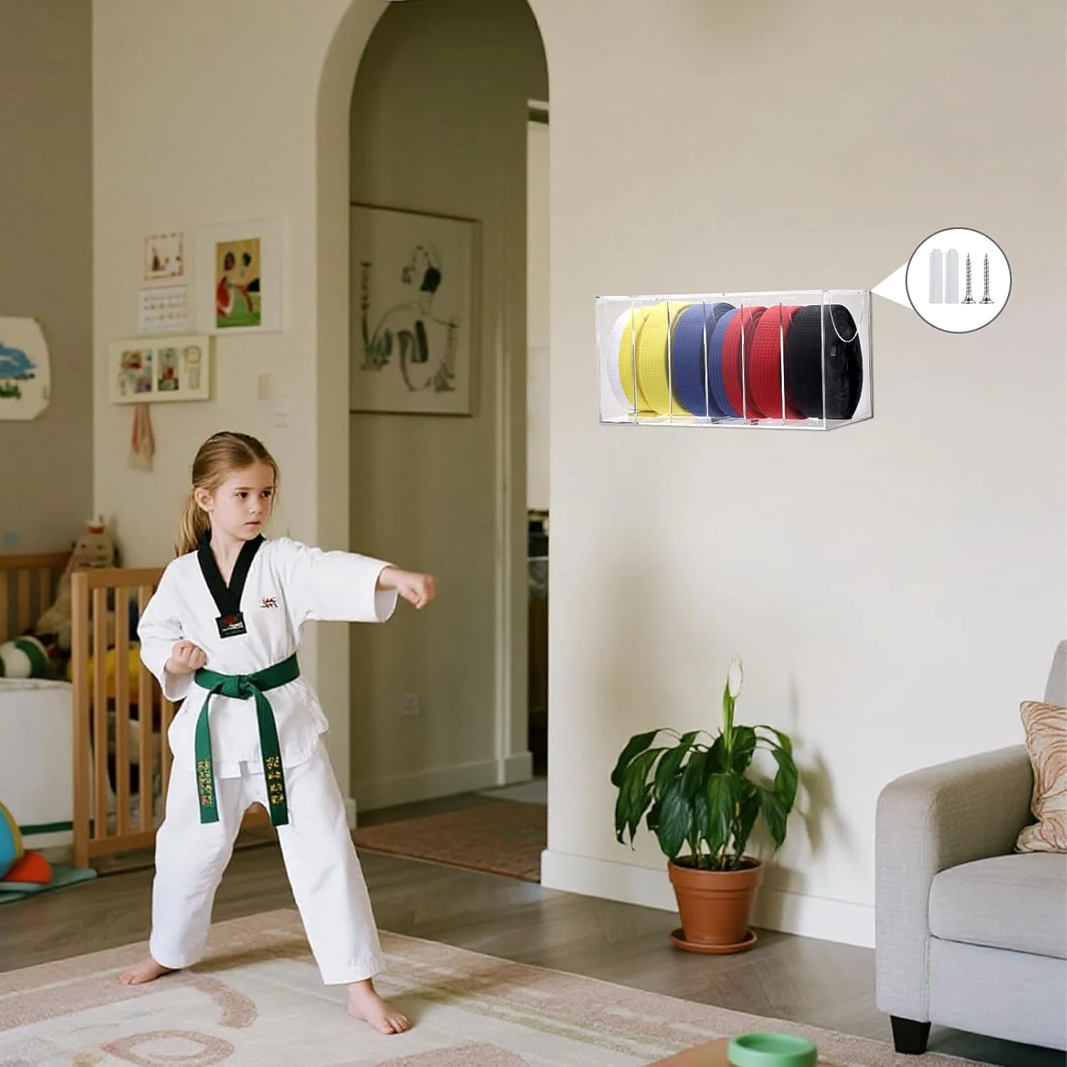 استند نمایش کمربند کاراته، نگهدارنده 6 کمربند، نظم دهنده کمربند هنرهای رزمی استند نمایش کمربند کاراته، نگهدارنده 6 کمربند، نظم دهنده کمربند هنرهای رزمی