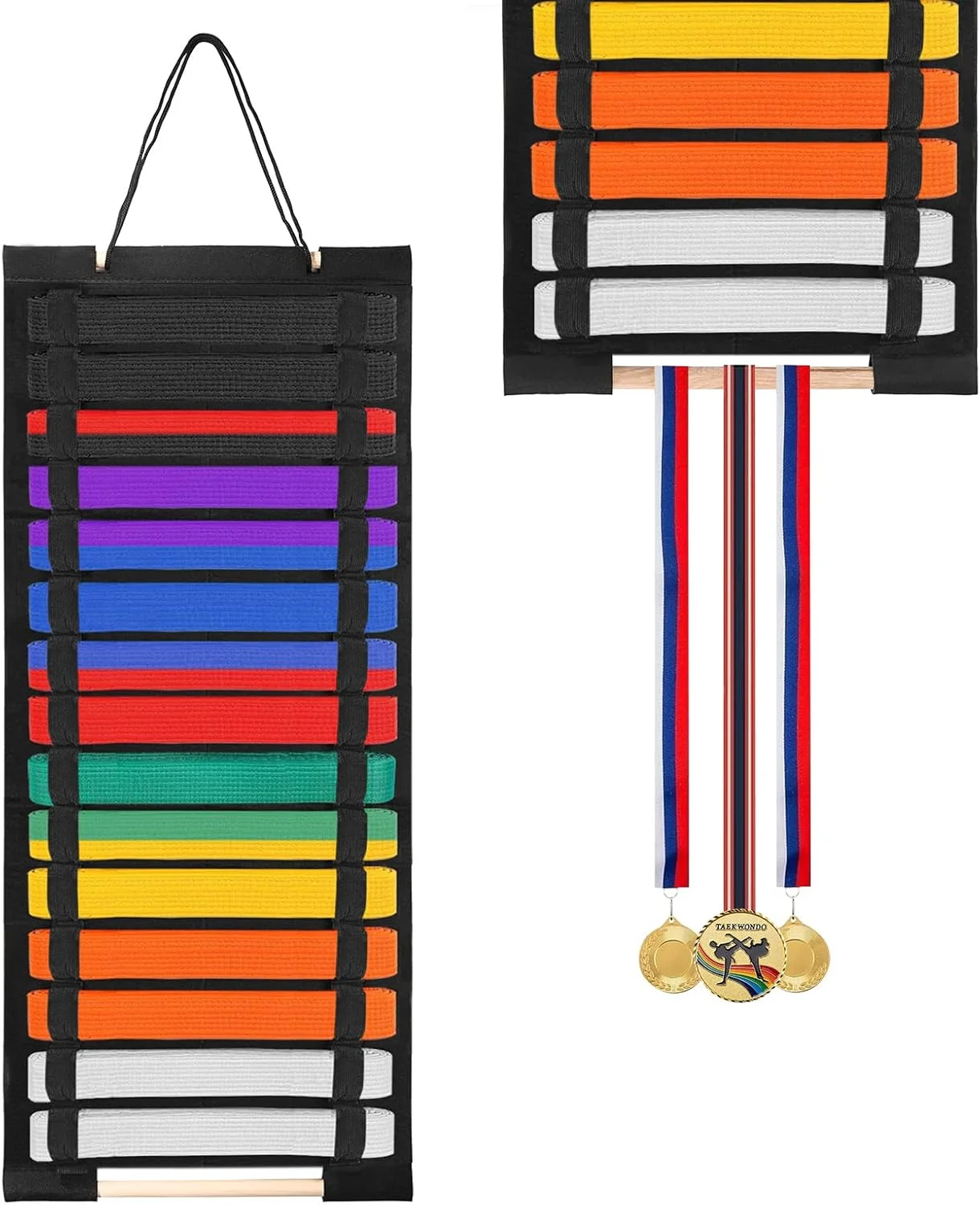 نگهدارنده کمربند هنرهای رزمی OGANAZI - سازمان دهنده 15 کمربند هنرهای رزمی، آویز نگهدارنده کمربند برای هنرجویان هنرهای رزمی