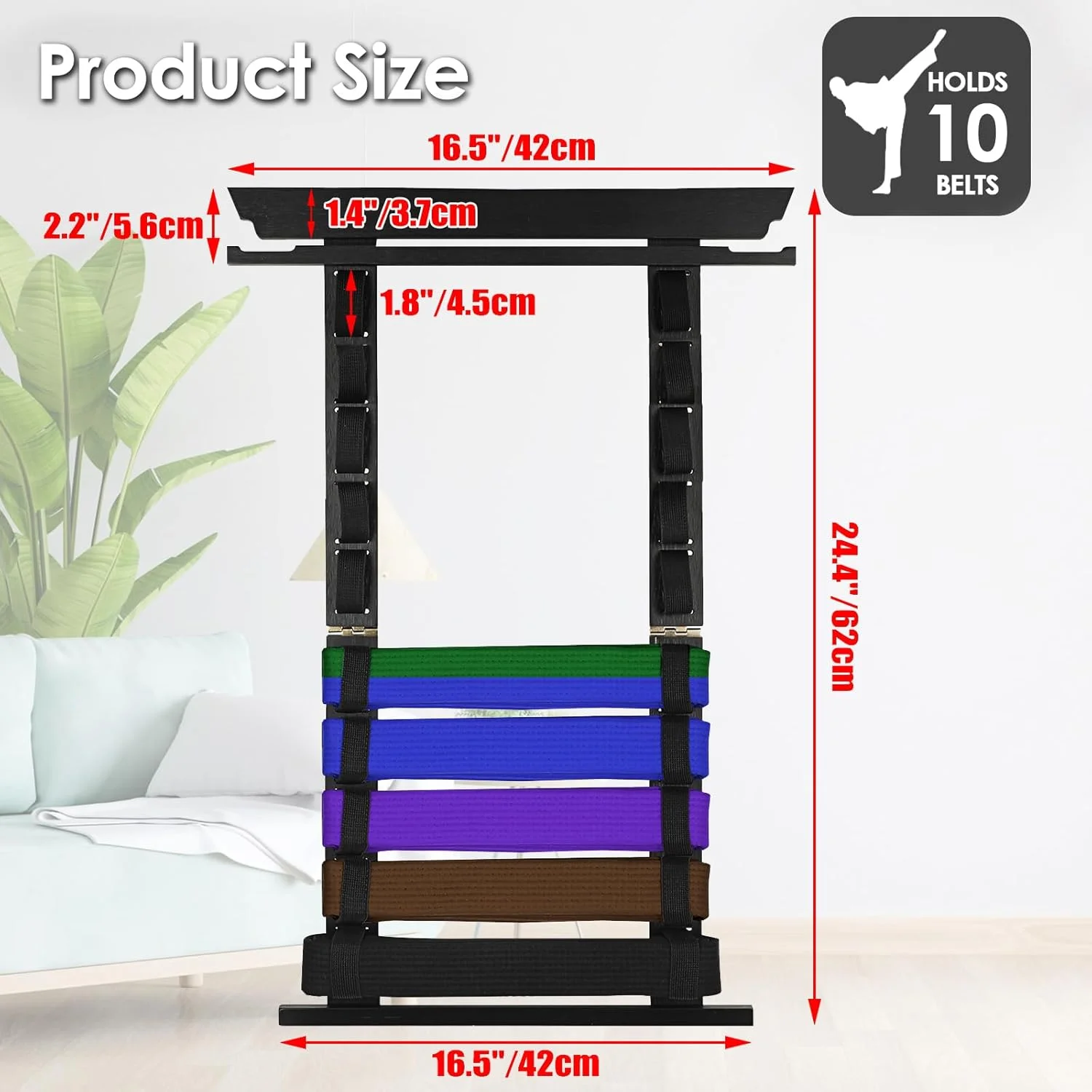 نگهدارنده کمربند کاراته بامبو OGANAZI - نگهدارنده نمایش کمربند هنرهای رزمی برای 10 کمربند با آویز مدال (مشکی) نگهدارنده کمربند کاراته بامبو OGANAZI - نگهدارنده نمایش کمربند هنرهای رزمی برای 10 کمربند با آویز مدال (مشکی)