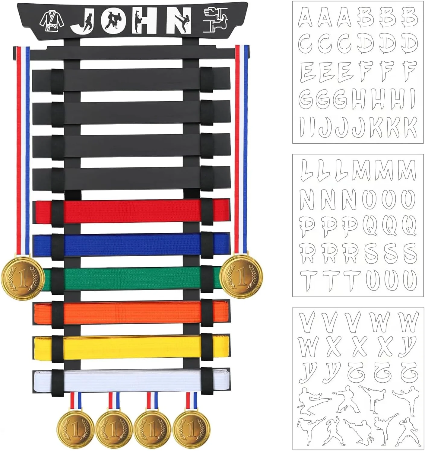 نگهدارنده کمربند کاراته نیکیکستی، قفسه نمایش کمربند هنرهای رزمی با استیکر، سازمان دهنده کمربند تکواندو برای کودکان و بزرگسالان، سازمان دهنده و نگهدارنده مدال کمربند، مشکی نگهدارنده کمربند کاراته نیکیکستی، قفسه نمایش کمربند هنرهای رزمی با استیکر، سازمان دهنده کمربند تکواندو برای کودکان و بزرگسالان، سازمان دهنده و نگهدارنده مدال کمربند، مشکی