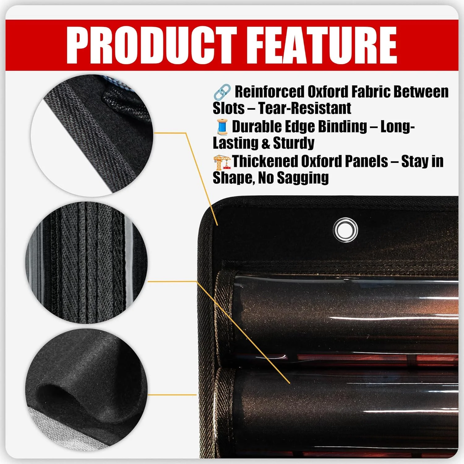 کیف نگهداری زیرانداز بازی MAYOKEN® برای MTG/TCG، آویز نگهدارنده زیرانداز بازی با 10 محفظه شفاف PVC، سازمان دهنده لوله ای مقاوم در برابر پارگی برای زیراندازهای استاندارد بازی، پد ماوس، لوازم جانبی شامل 2 قلاب