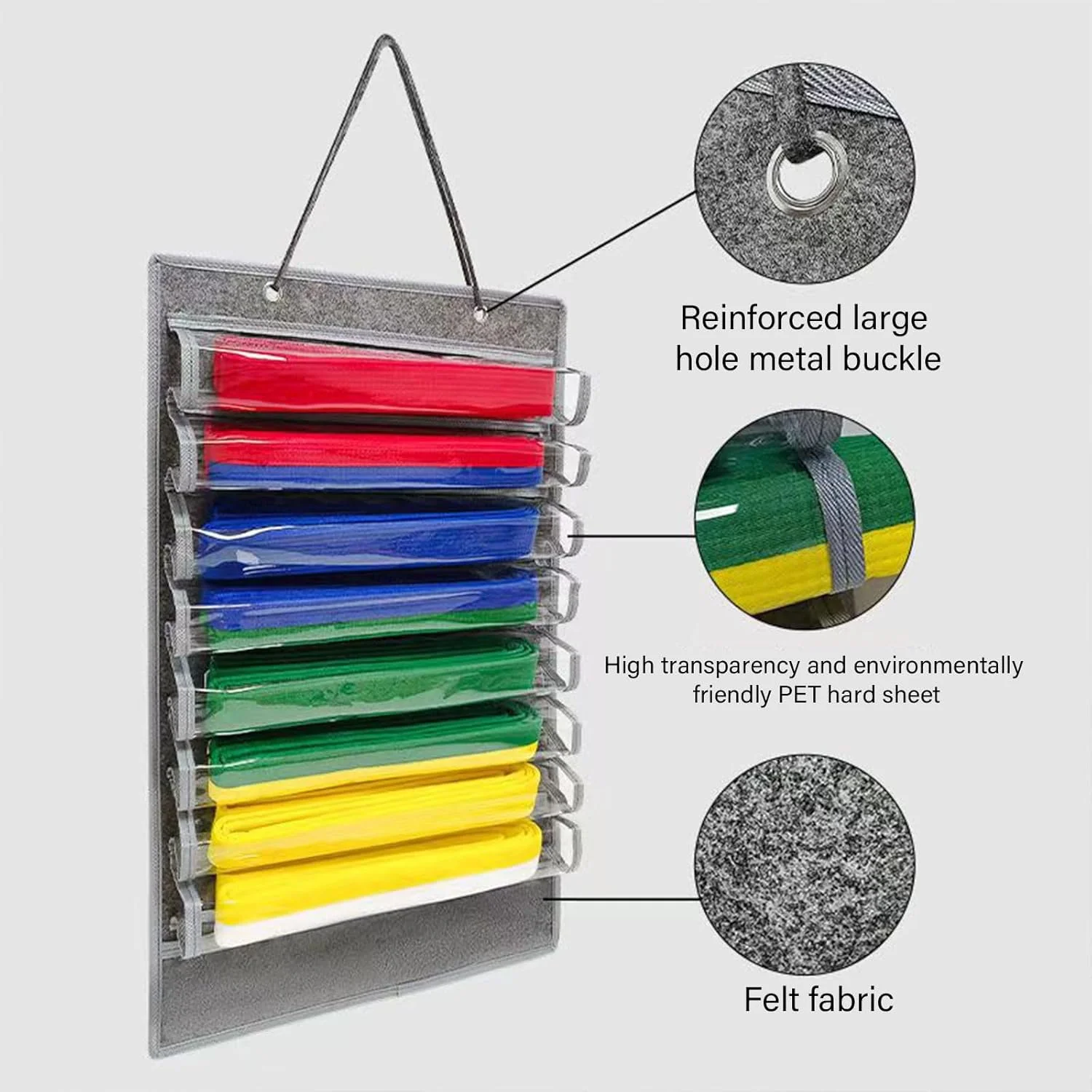 استند نمایش کمربند و مدال هنرهای رزمی قابل حمل MARSTARKAVY، راه حل نگهداری گرد و غبارگیر خانگی، لوازم جانبی برای 8 کمربند به همراه قفسه