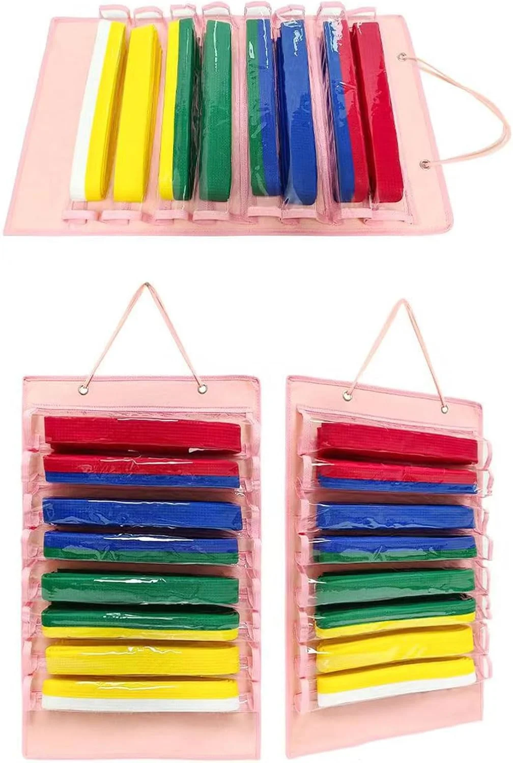 استند نمایش کمربند و مدال هنرهای رزمی قابل حمل MARSTARKAVY، راه حل نگهداری گرد و غبارگیر خانگی، لوازم جانبی برای 8 کمربند به همراه قفسه