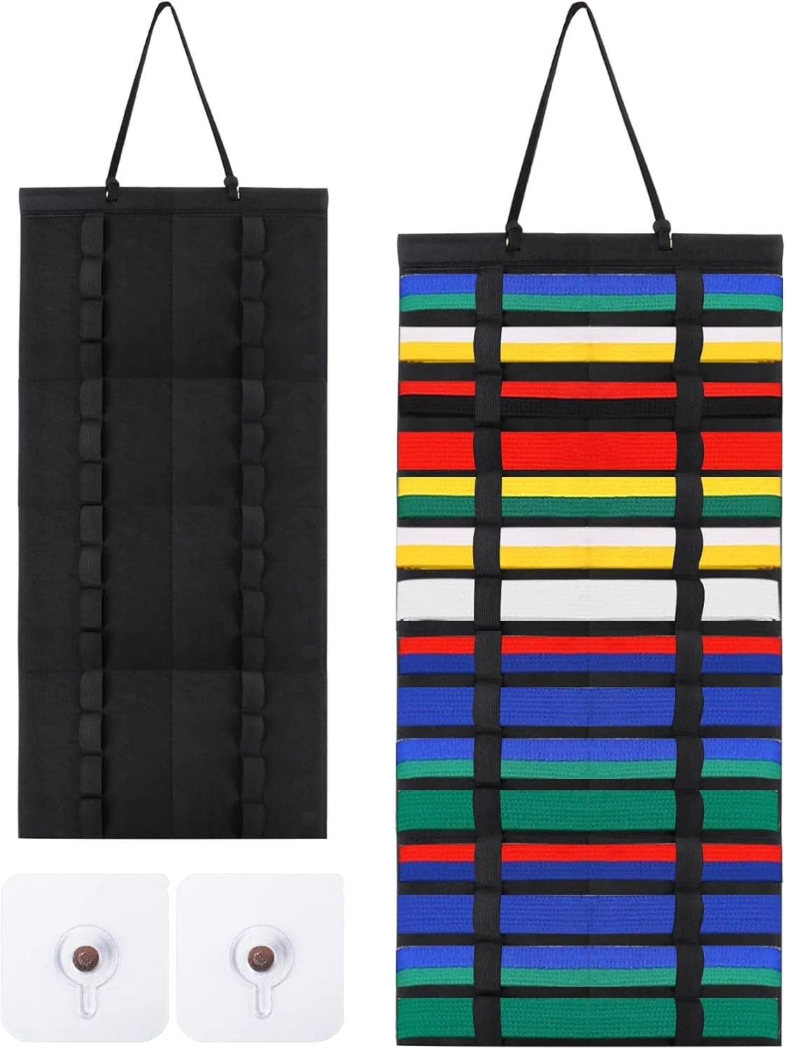 نمایشگر کمربند کاراته Klmnop 15 با جاکلیدی هنرهای رزمی، نگهدارنده کمربند هنرهای رزمی آویزان نمدی، هدیه ای عالی برای یادگیرندگان تکواندو، کاراته، جیو جیتسو