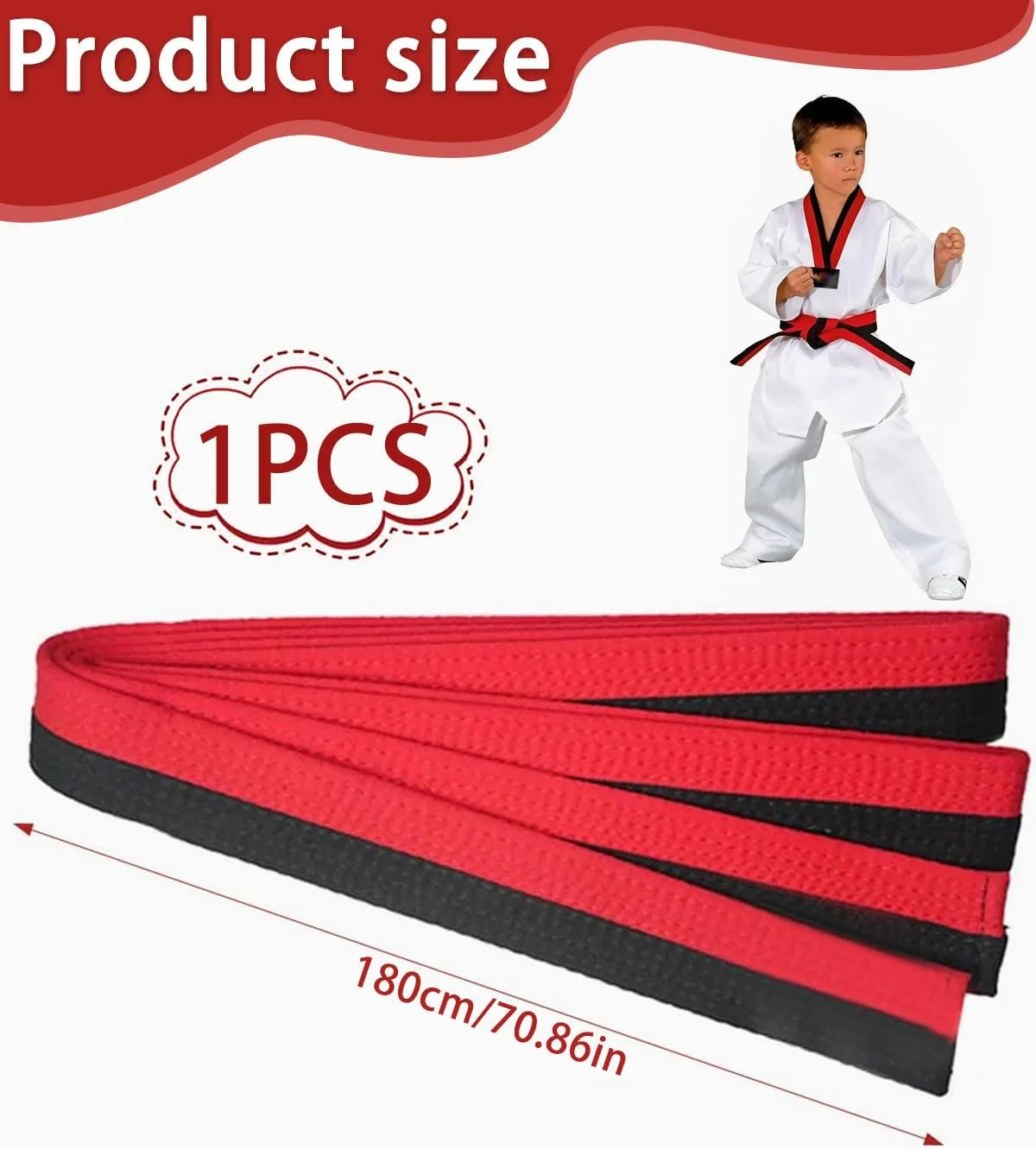 کمربند حرفه ای کاراته کموز برای بزرگسالان و نوجوانان - کمربند هنرهای رزمی 200 سانتی متر با مخلوط پنبه، ایده آل برای تمرین و مسابقه - 1 عدد