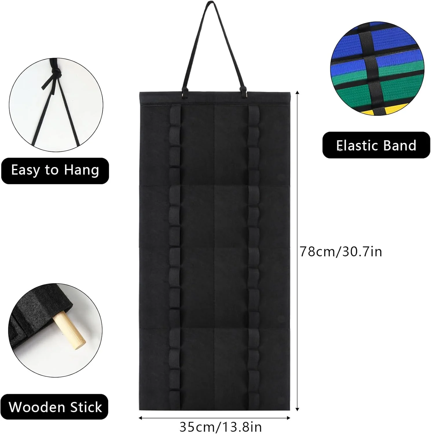 نمایشگر کمربند کاراته Klmnop 15 با جاکلیدی هنرهای رزمی، نگهدارنده کمربند هنرهای رزمی آویزان نمدی، هدیه ای عالی برای یادگیرندگان تکواندو، کاراته، جیو جیتسو