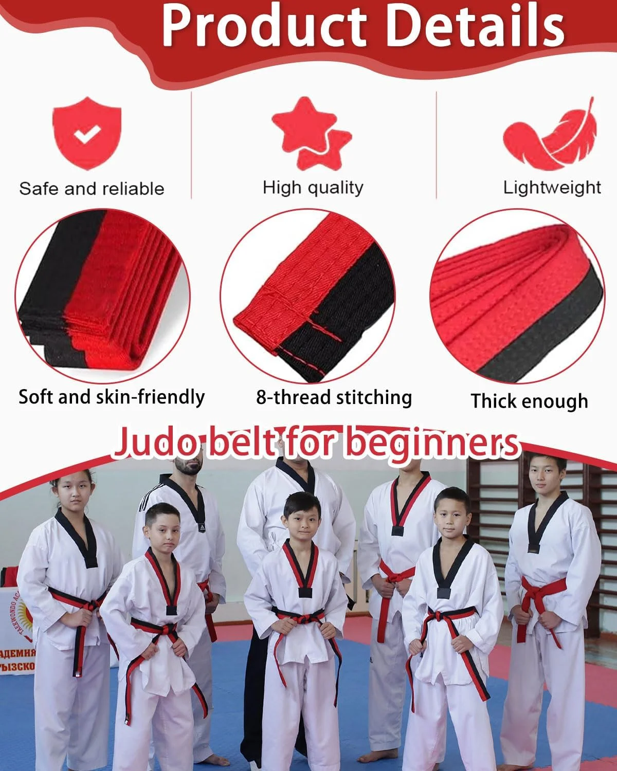 کمربند حرفه ای کاراته کموز برای بزرگسالان و نوجوانان - کمربند هنرهای رزمی 200 سانتی متر با مخلوط پنبه، ایده آل برای تمرین و مسابقه - 1 عدد