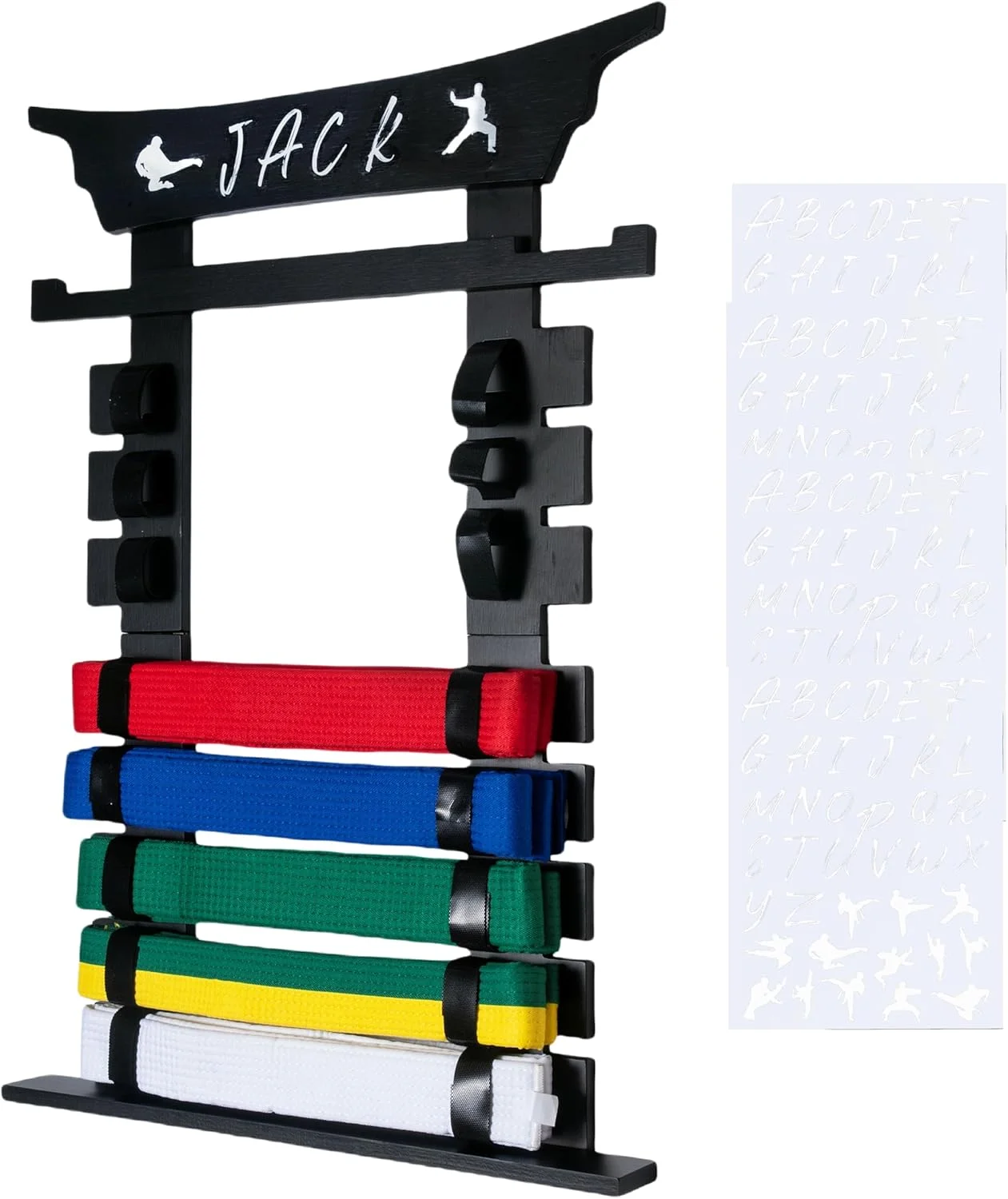 نگهدارنده کمربند و مدال هنرهای رزمی دیواری به همراه استیکر