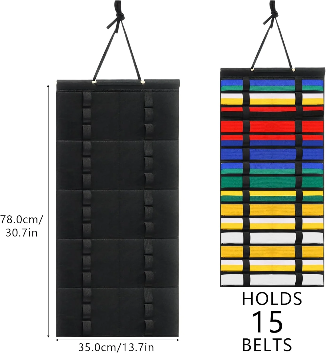 نگهدارنده کمربند کاراته Klmnop با ظرفیت 15 کمربند، نمایشگر کمربند هنرهای رزمی از جنس نمد، مناسب برای هنرجویان هنرهای رزمی