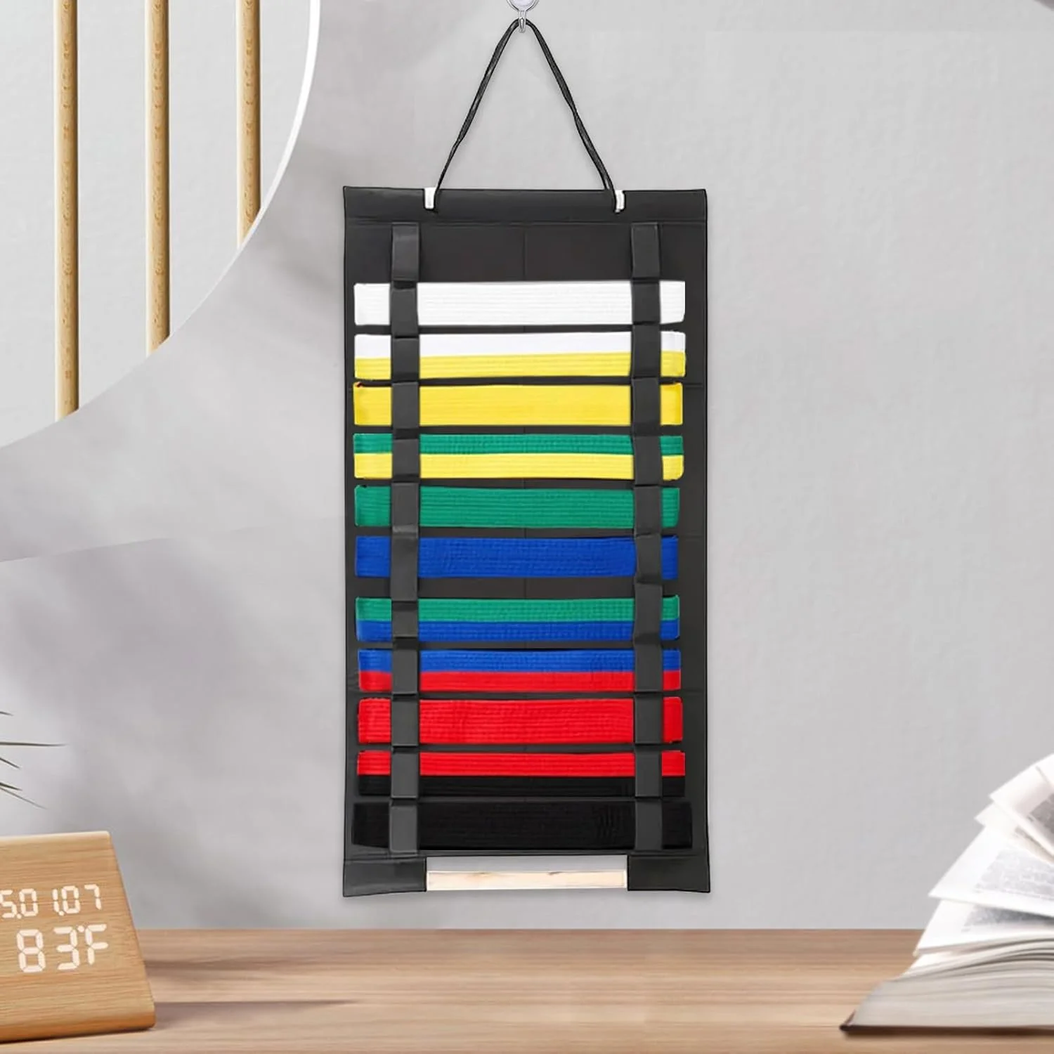 نگهدارنده کمربند کاراته | نگهدارنده کمربند جوجوتسو نمدی آویز دیواری - صرفه جویی در فضا، لوازم جانبی هنرهای رزمی برای کمد، درب، اتاق نشیمن، اتاق خواب