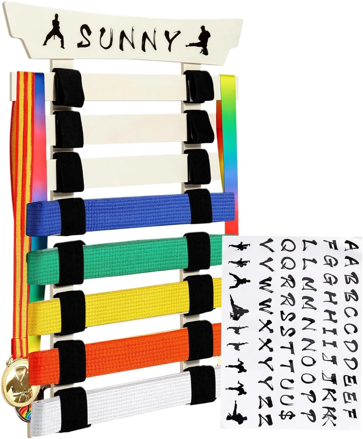 نگهدارنده کمربند کاراته - آویز نمایش کمربند کاراته همراه با استیکر | بدون نیاز به مونتاژ، قفسه نگهداری تجهیزات ورزشی برای کودکان، زنان، بزرگسالان، مردان، نوجوانان و مبتدیان نگهدارنده کمربند کاراته - آویز نمایش کمربند کاراته همراه با استیکر | بدون نیاز به مونتاژ، قفسه نگهداری تجهیزات ورزشی برای کودکان، زنان، بزرگسالان، مردان، نوجوانان و مبتدیان