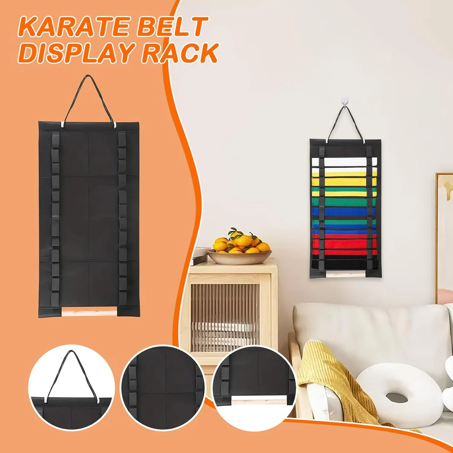 نگهدارنده کمربند کاراته - نگهدارنده دیواری نمدی برای کمربند جوجیتسو - قفسه ذخیره سازی دیواری صرفه جویی در فضا، لوازم هنرجویان هنرهای رزمی برای کمد، درب، اتاق نشیمن